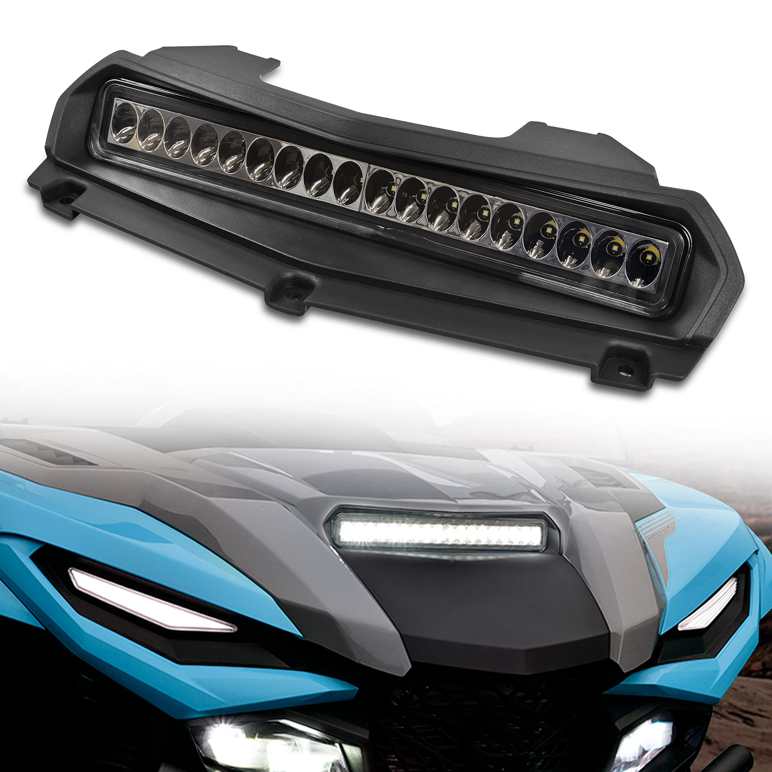 Katimoto Led Hood Scoop Light For Yamaha Rmax 1000, Front Auxiliary Light Hood Panel Light Daytime Running Light For Yamaha Wolv