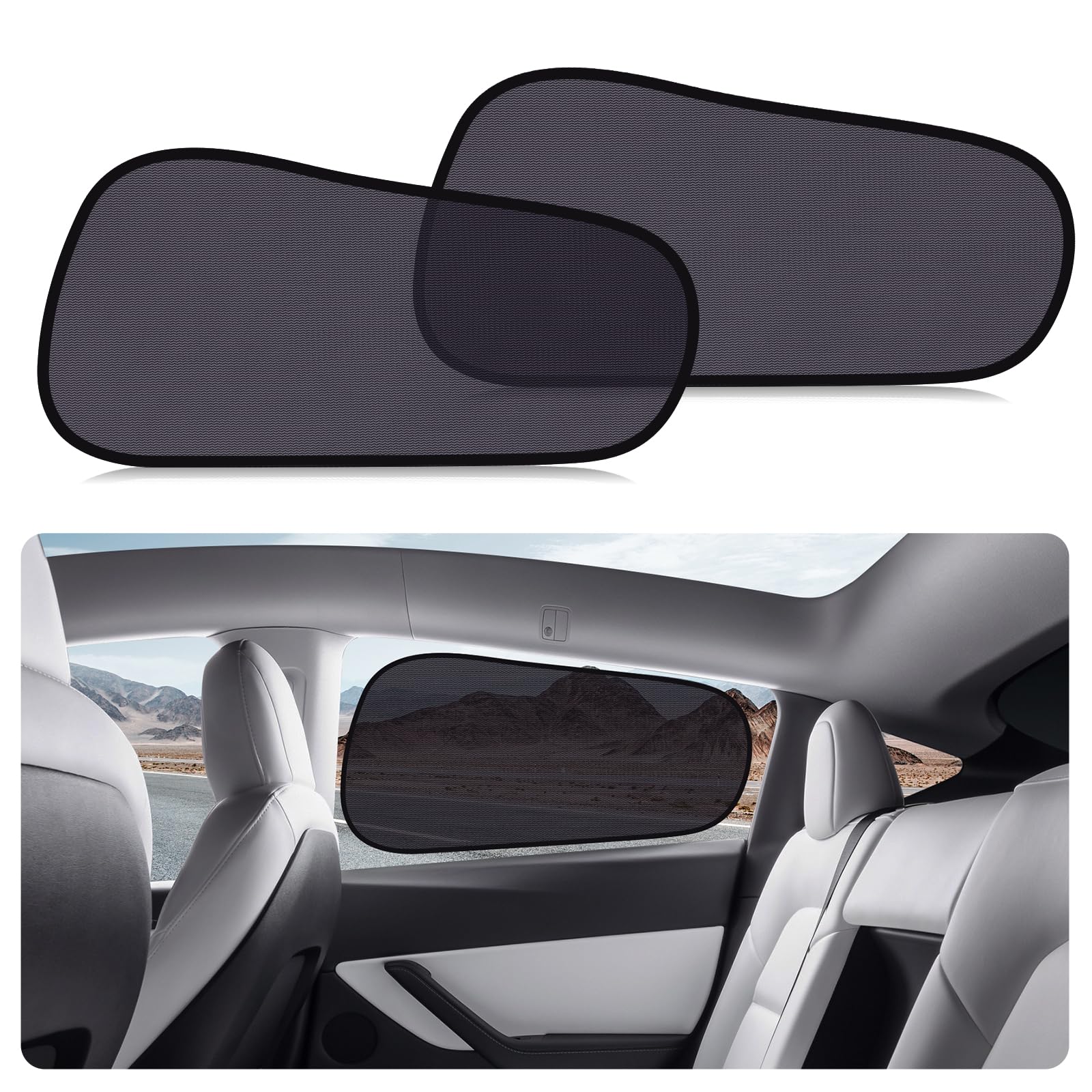 ZATOOTO Car Window Shades for Tesla Model Y Rear Window, Baby Window Shades for Back Window Sun Shade Semi-Transparent Cling Car