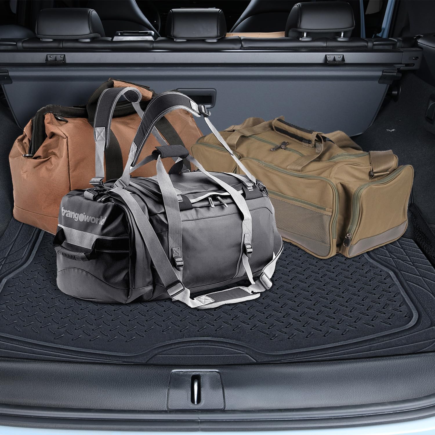 Car Pass Deep Dish Floor Mats For Cars, Heavy Duty Rubber Floor Mats With Trunk Cargo Liner, Universal Trim-To Fit Automotive Fl