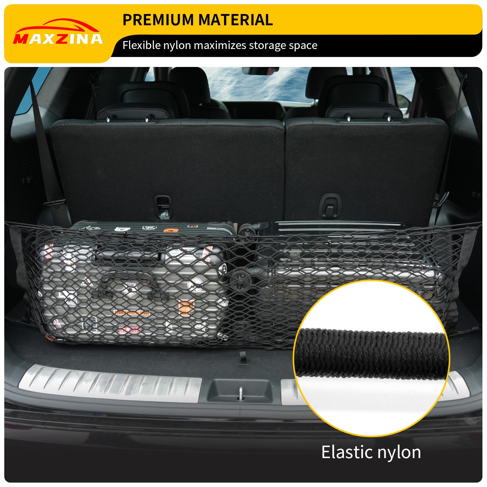 Maxzina Cargo Net Compatible With 2013-2025 Nissan Pathfinder Truck Bed Cargo Net 3.05'  1.31' Double Layer Envelope Style Dense