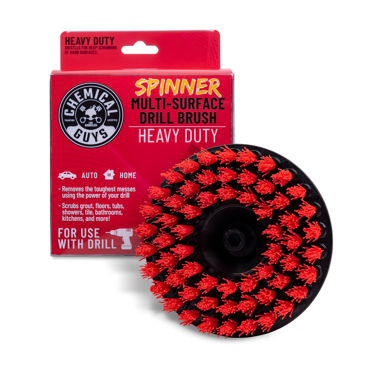 Chemical Guys Acc508 Heavy Duty Spinner Multi-Surface Drill Brush Attachment (Fits Any Standard Drill - Power Scrubber Removes H