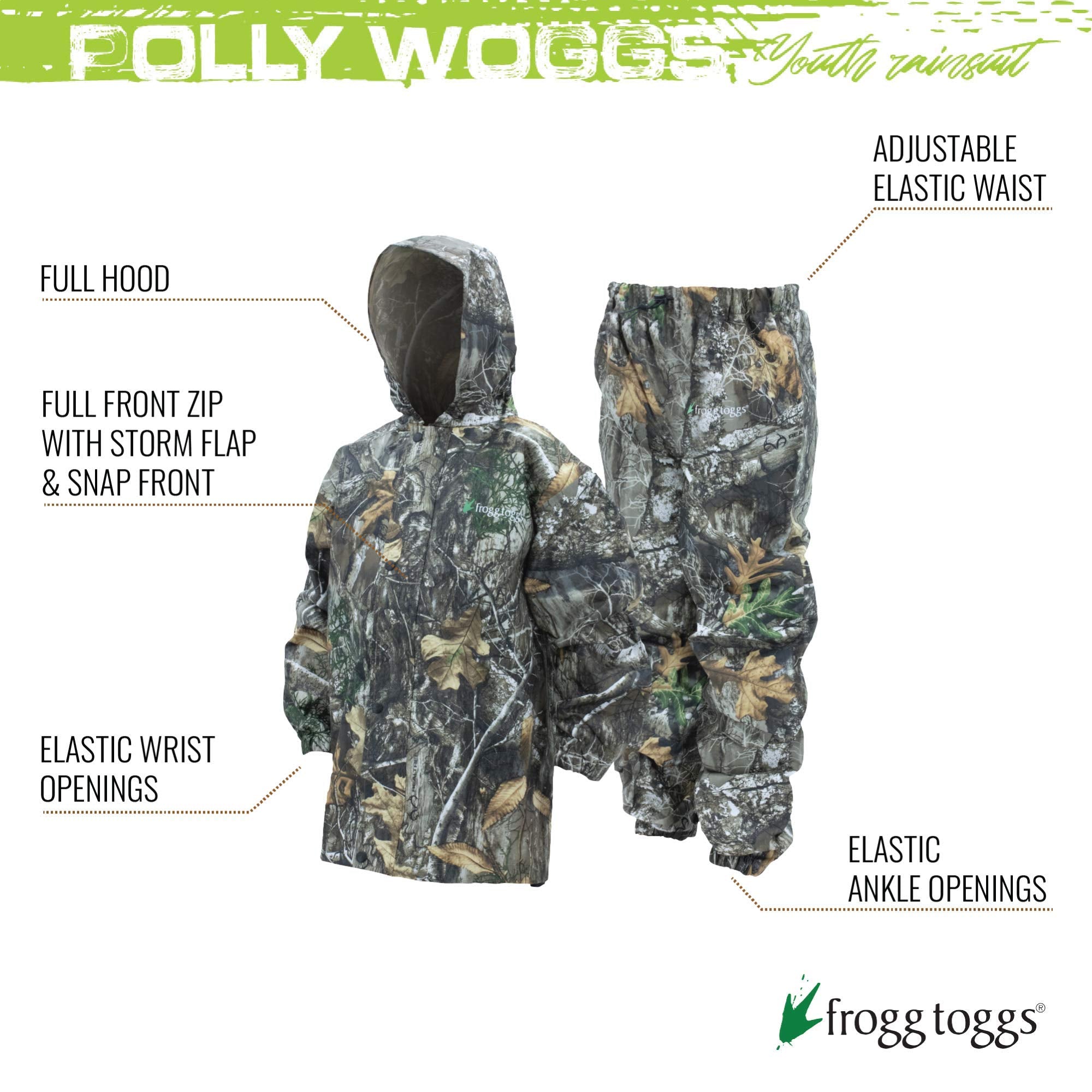 Frogg Toggs Youth Polly Woggs Waterproof Breathable Rain Suit