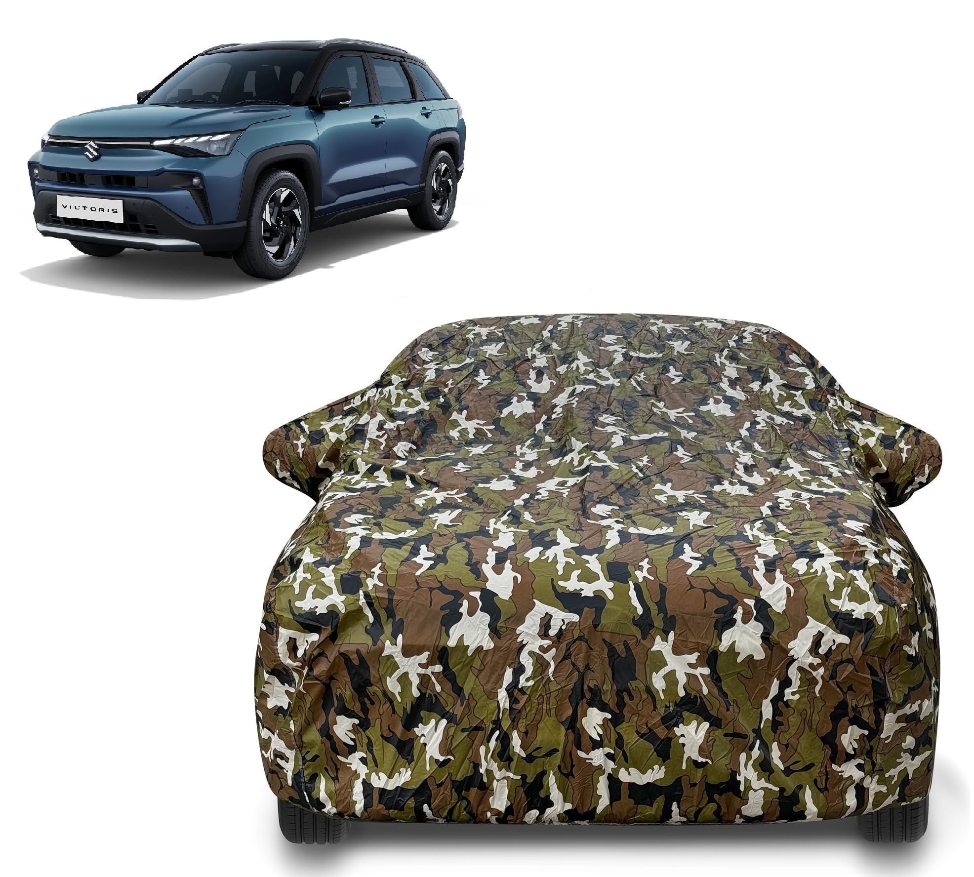 Auto Hub Car Cover Compatible with Maruti Victoris Cover with Mirror Pocket and Soft Cotton Lining, Victoris Car Cover Waterproo