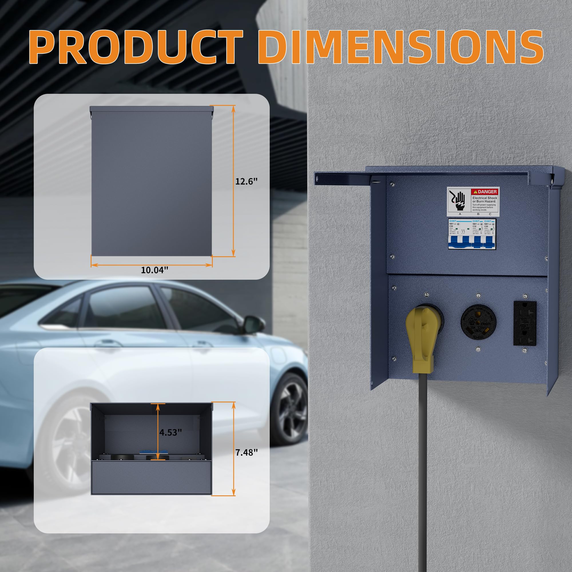 Joinfworld Temporary Power Outlet Panel Weatherproof, Thicker RV Pedeatal Electrical Breaker Box with 20, 30, 50 Amp Receptacle