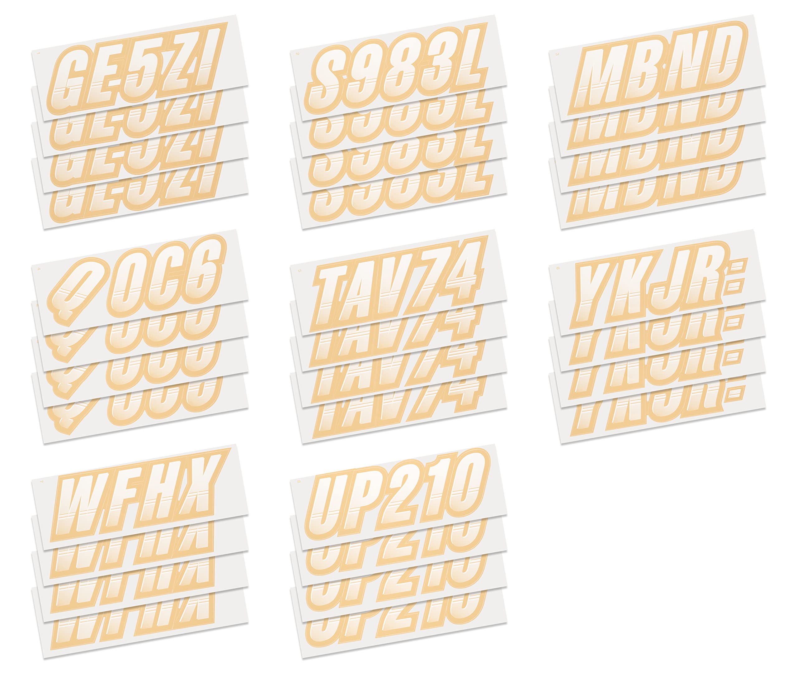 Stiffie Techtron White/Tan 3 '' Boat & Pwc Registration Decals  Numbers Letters Stickers