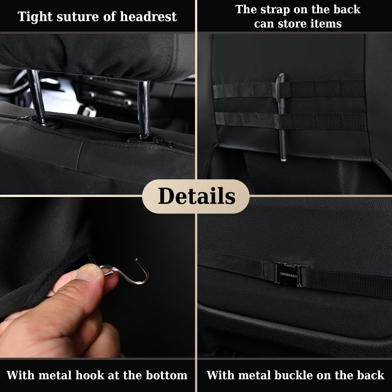 Coverado Car Seat Covers Front, Canvas Universal Seat Covers for Cars, 2-Pack Car Seat Cushions, Auto Seats Protectors for Kids