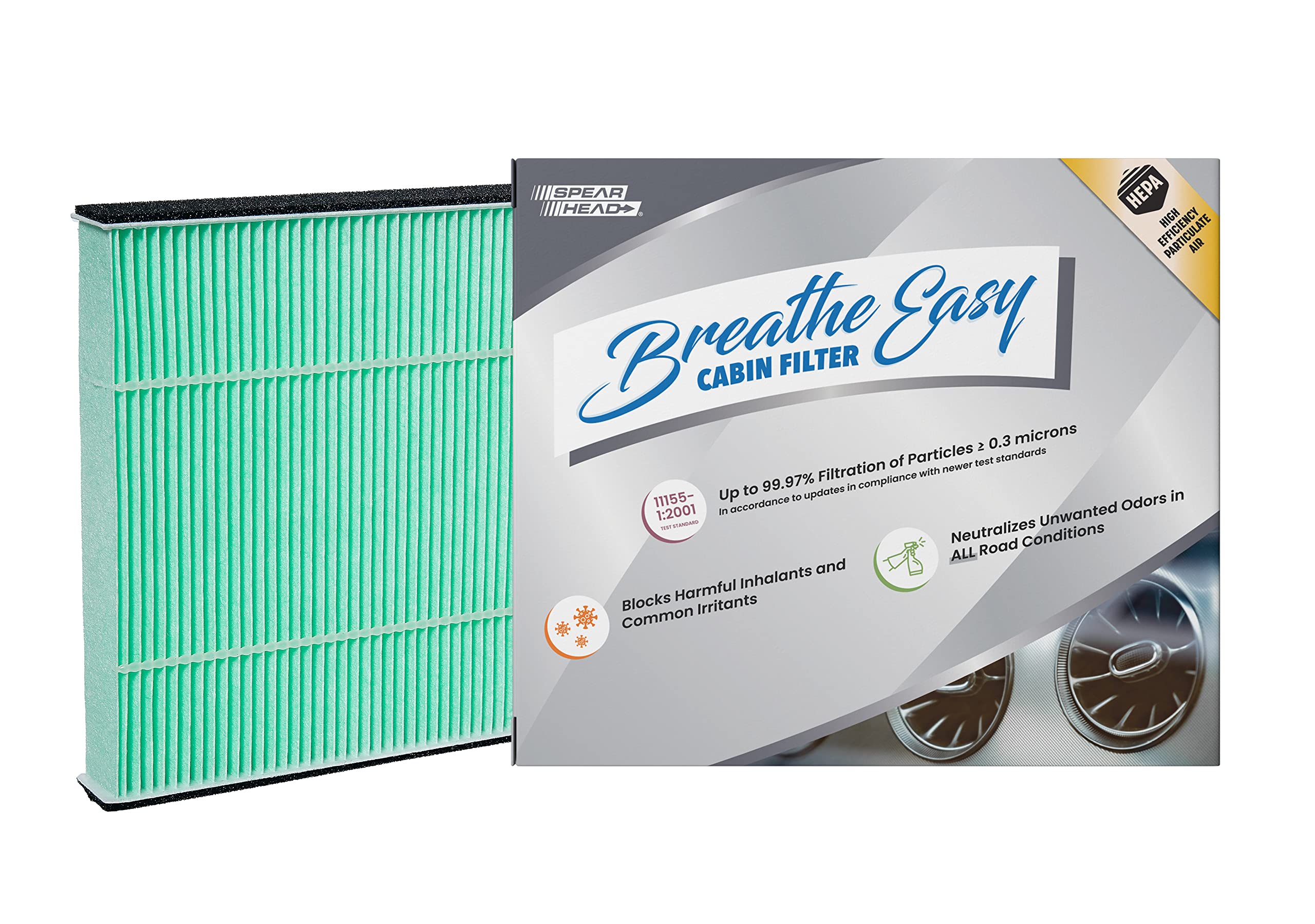Spearhead Hepa Breathe Easy Cabin Filter, Up To 99.97% Filtration Of 0.3 Micron Particles W/No Airflow Reduction (Be-285H)