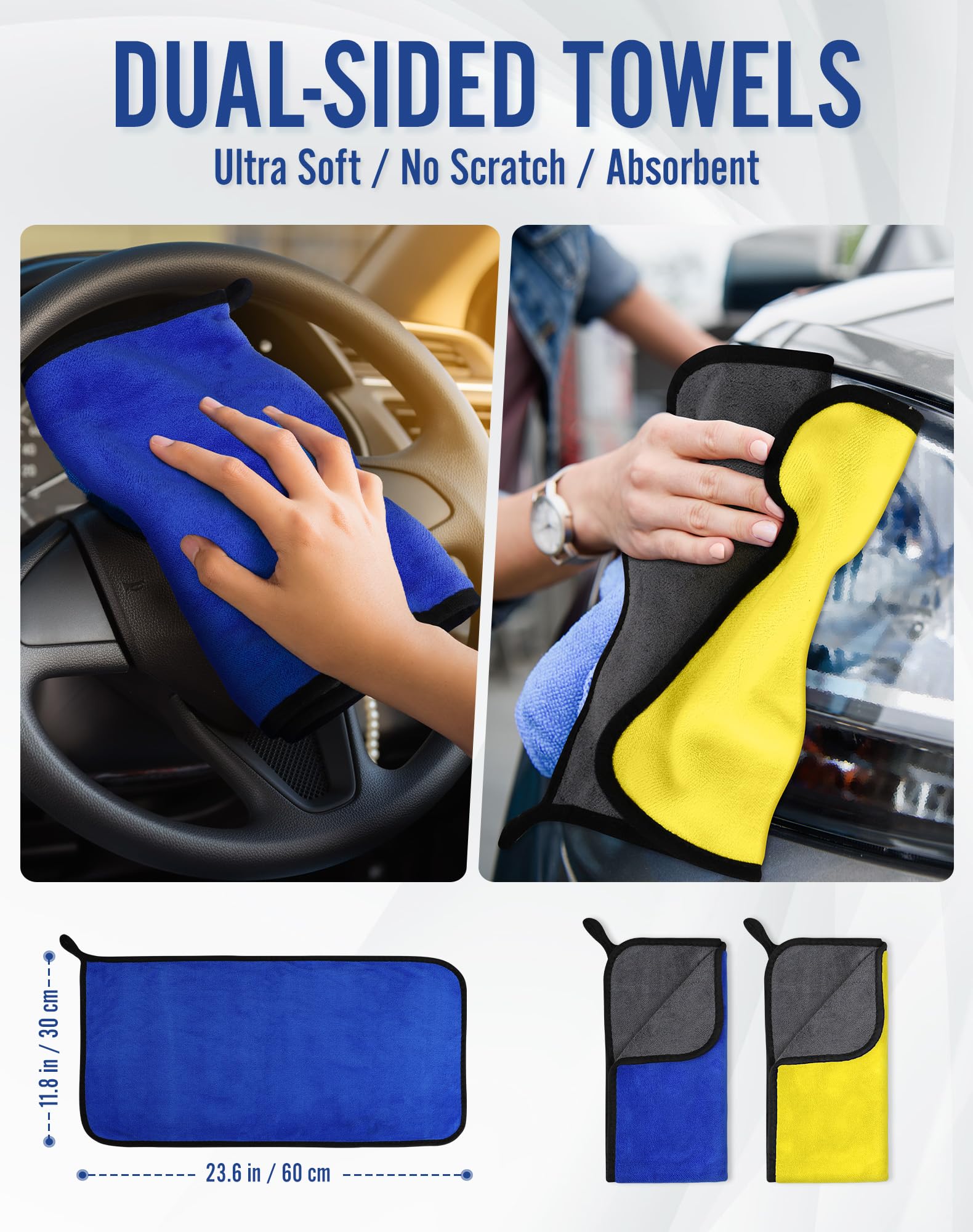 Seg Direct Car Wash Brush Mop Kit Extendable With Long Handle, Detachable Pole, D Shaped Grip, Chenille Scratch-Free Replacement