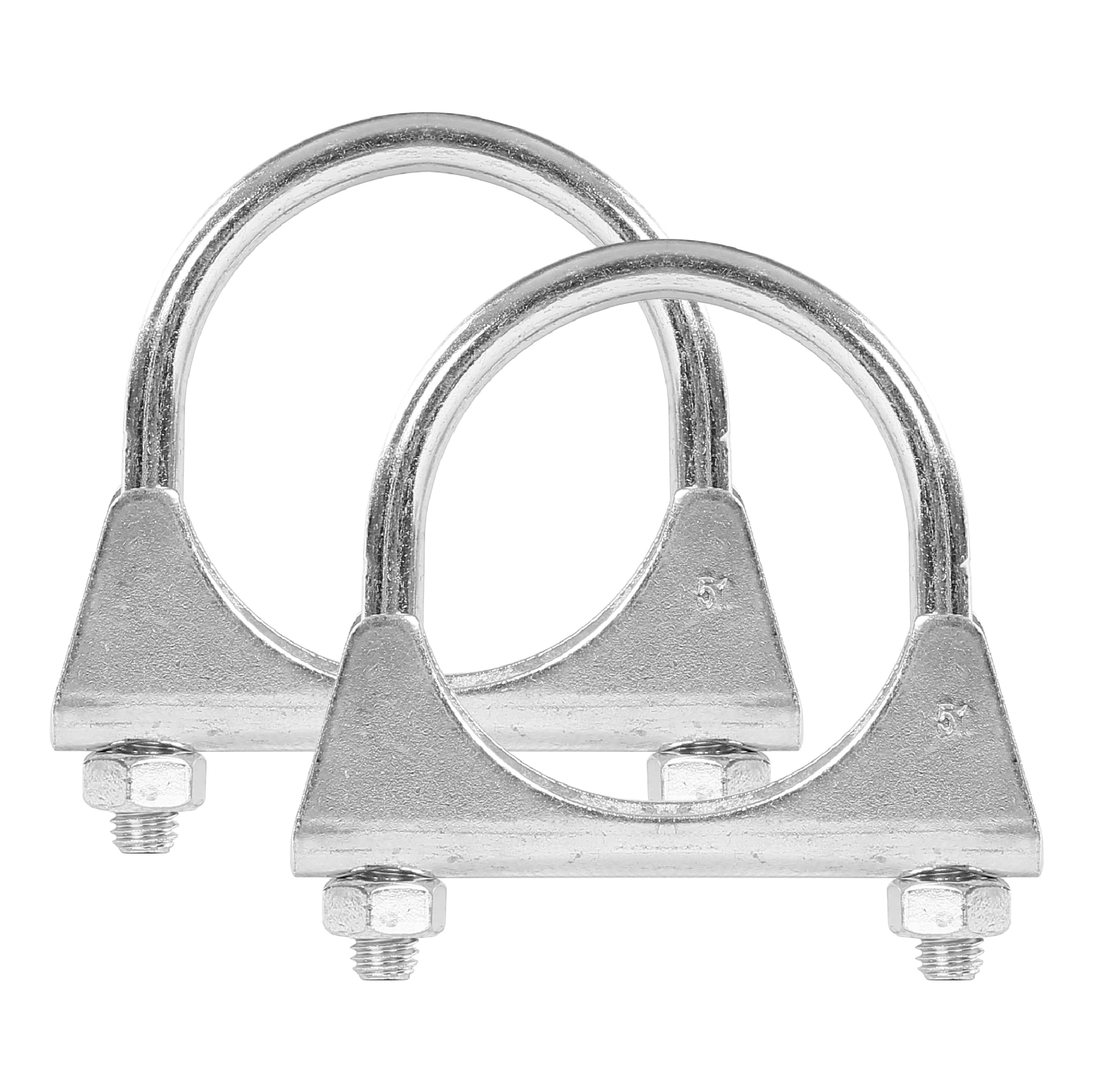 Batoneco 2' U Bolt Clamp, Muffler Exhaust Clamps,2 Inch Saddle Style Heavy Duty Mild Steel(2-Pack)