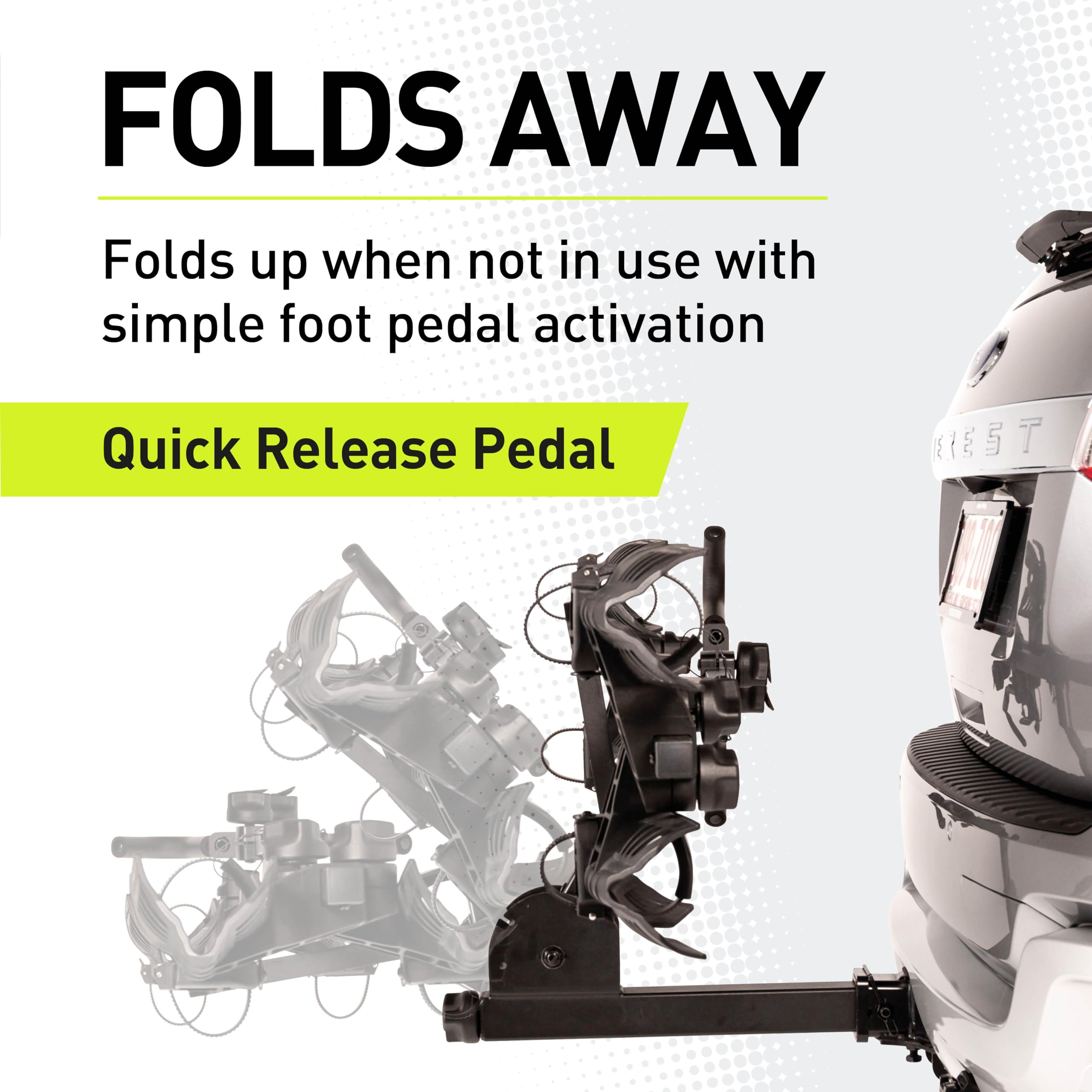 Vibrelli Electric Bike Hitch Rack - 2 Ebike Rack Fits Fat Tire, Mountain Bike, Standard Bicycles - 65Lbs Per Bike - Patented Anti-Wobble - Cars & Suv - Tilt Down/Fold Up Platform - Locking Tow Mount