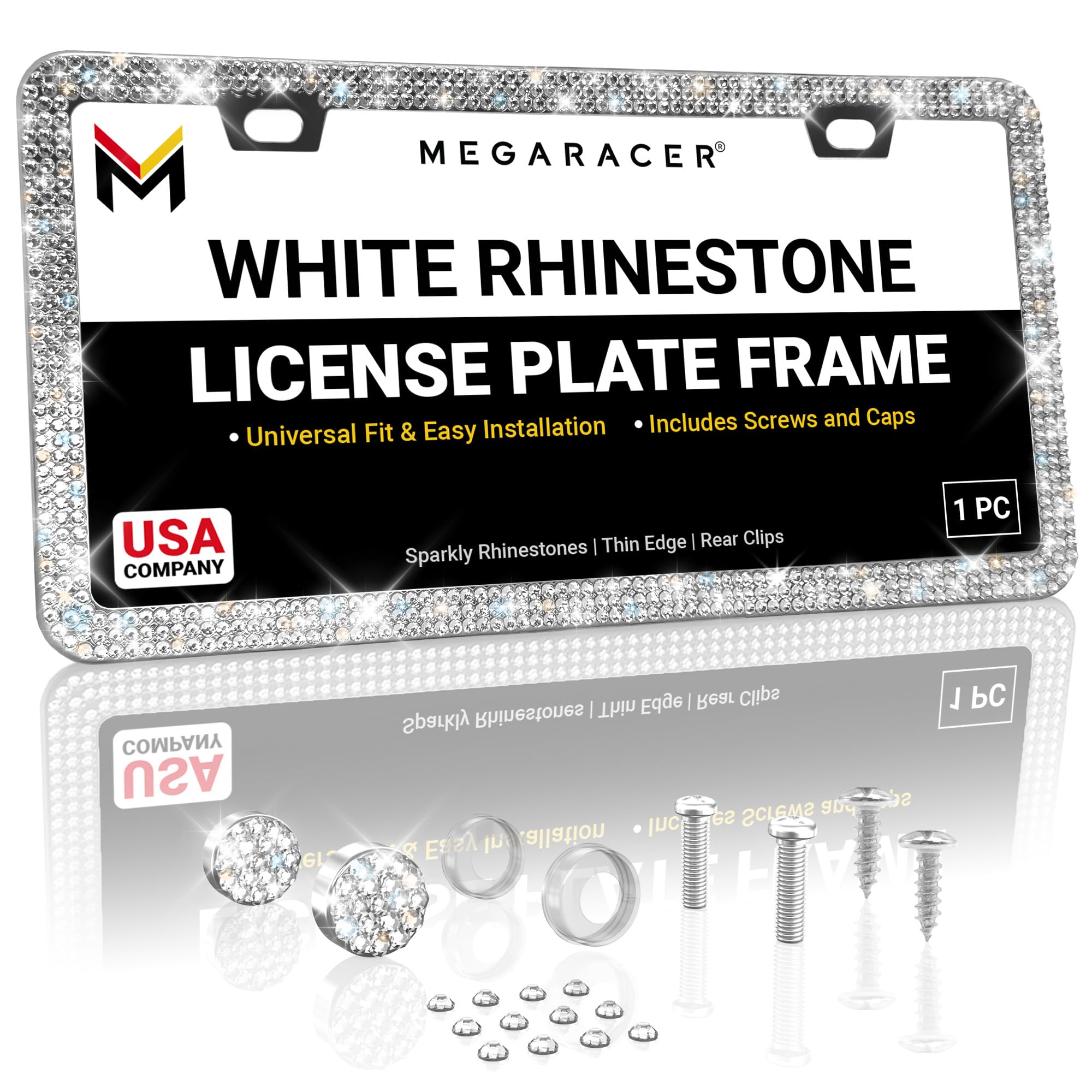 Bling License Plate Frame For Women | Rhinestone Car License Plate Frames For Women | Car Plate Frame | Diamond Bedazzled Sparkl