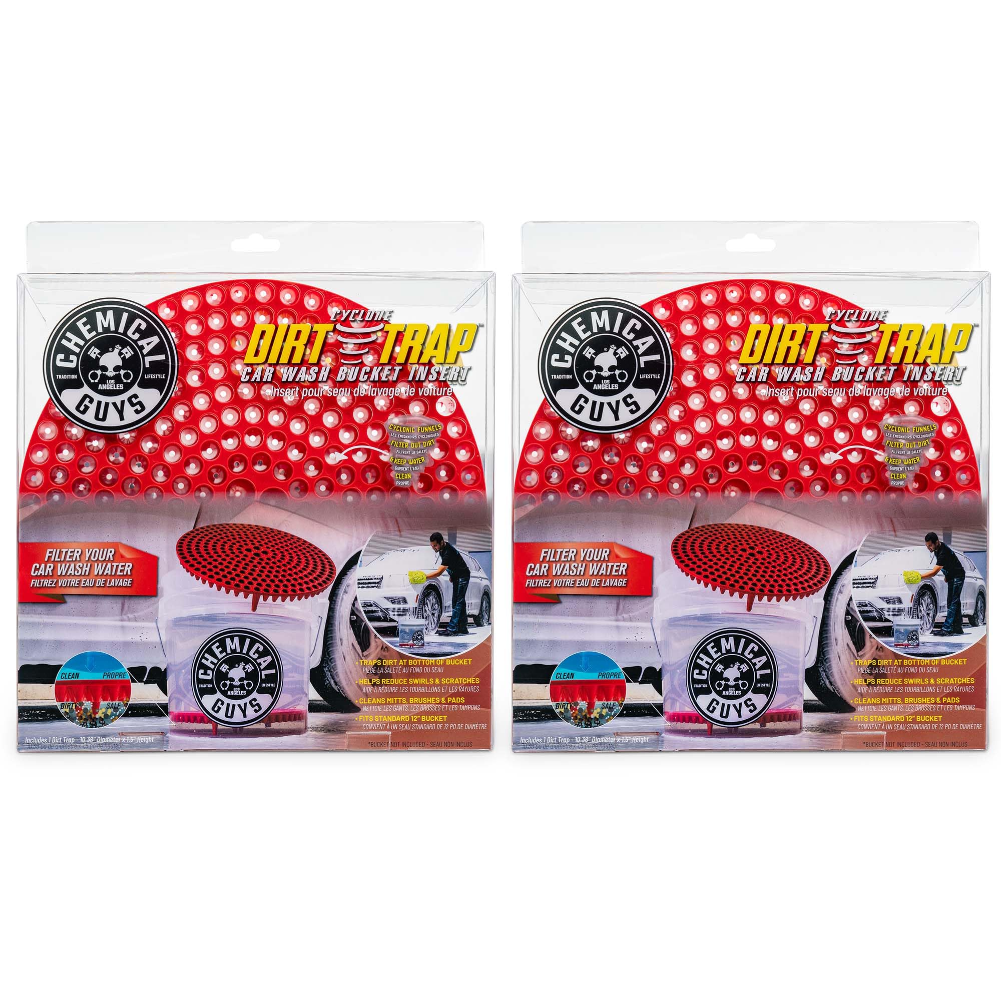 Chemical Guys Cyclone Dirt Trap Car Wash Bucket Insert Red Color (2 Pack)
