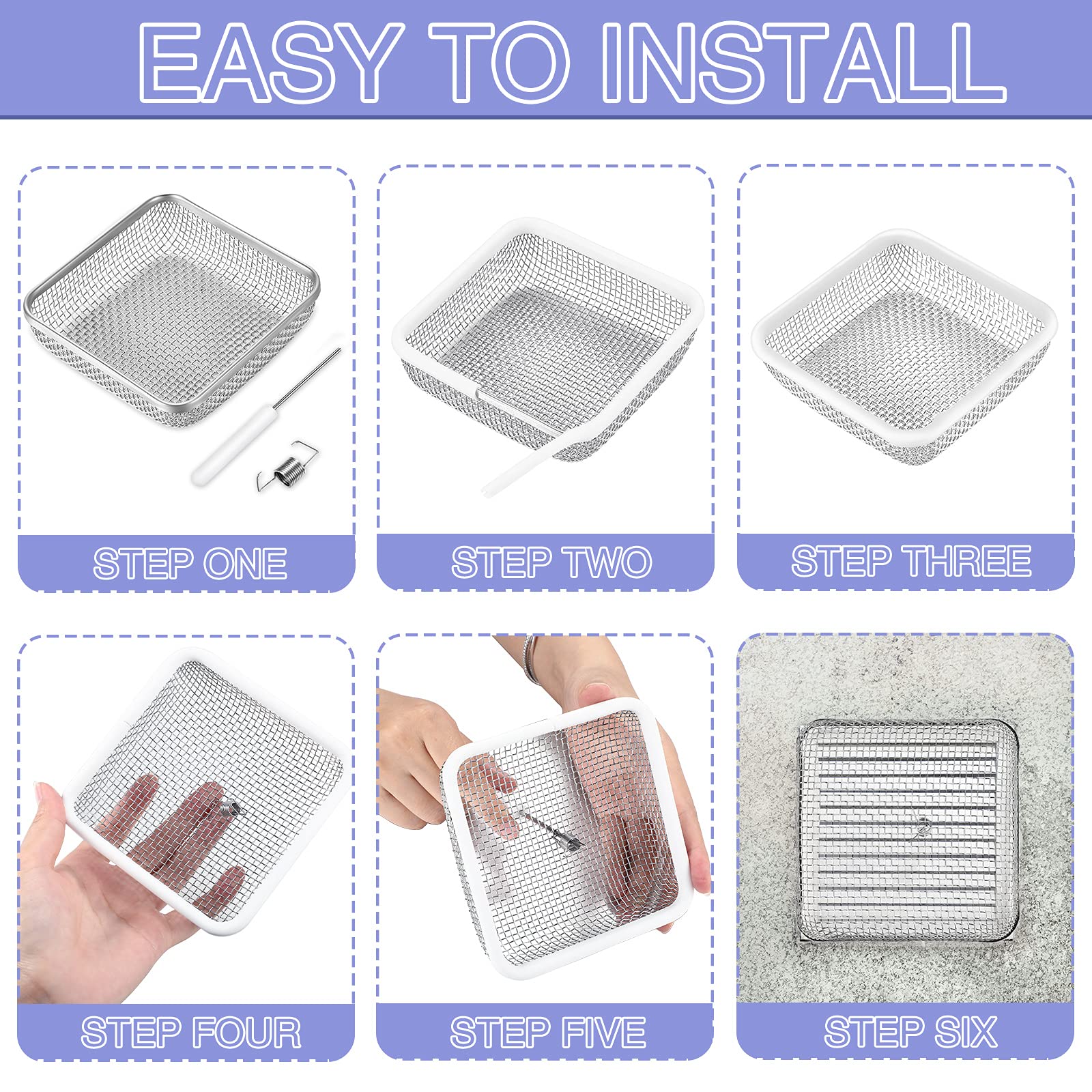 Flying Animal Screen Rv Furnace Vent Cover 4.5 X 4.5 X 1.3 Inches Stainless Steel Mesh With Installation Tool And 16.9 Inches Si