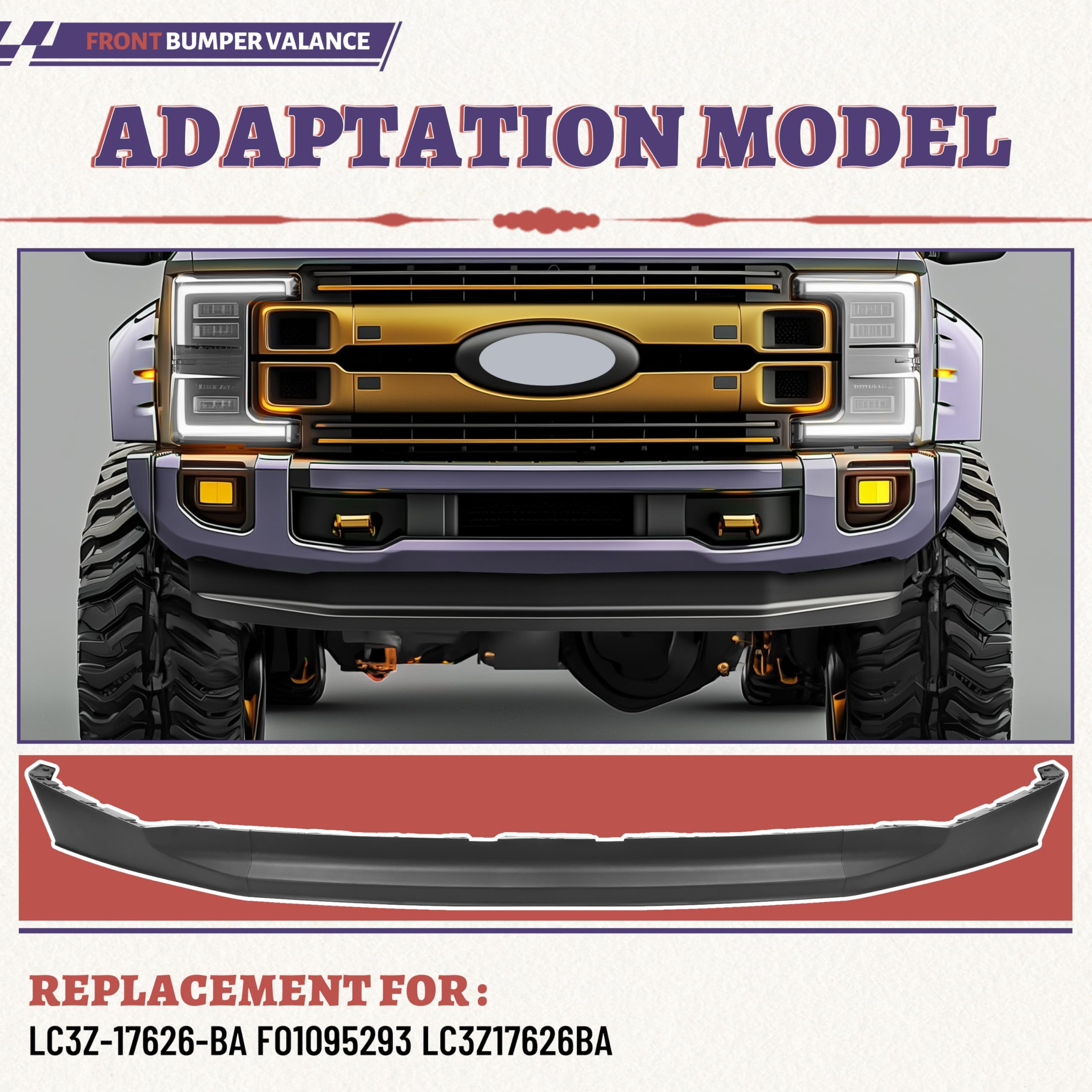 HECASA Front Lower Bumper Valance Compatible with 2020-2022 Ford F250 F350 F450 Super Duty (2WD Models) Deflector Valance Panel