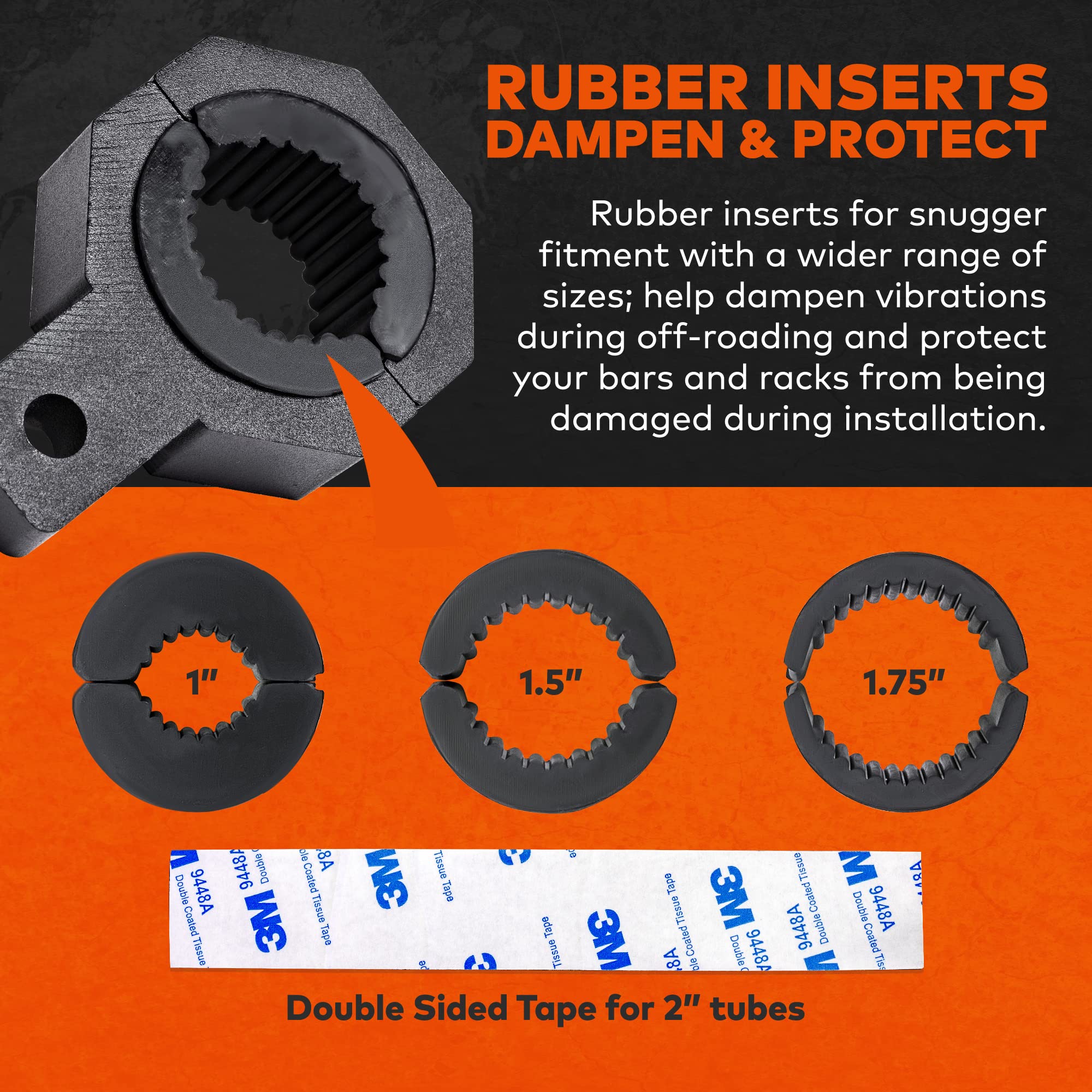 Lamphus Off-Road Atv Utv Light Bar Mount Mounting Bracket Bar Clamp Kit [1''/1.5''/1.75''/2'' Inch] [Vertical Bar] [Aluminium] [