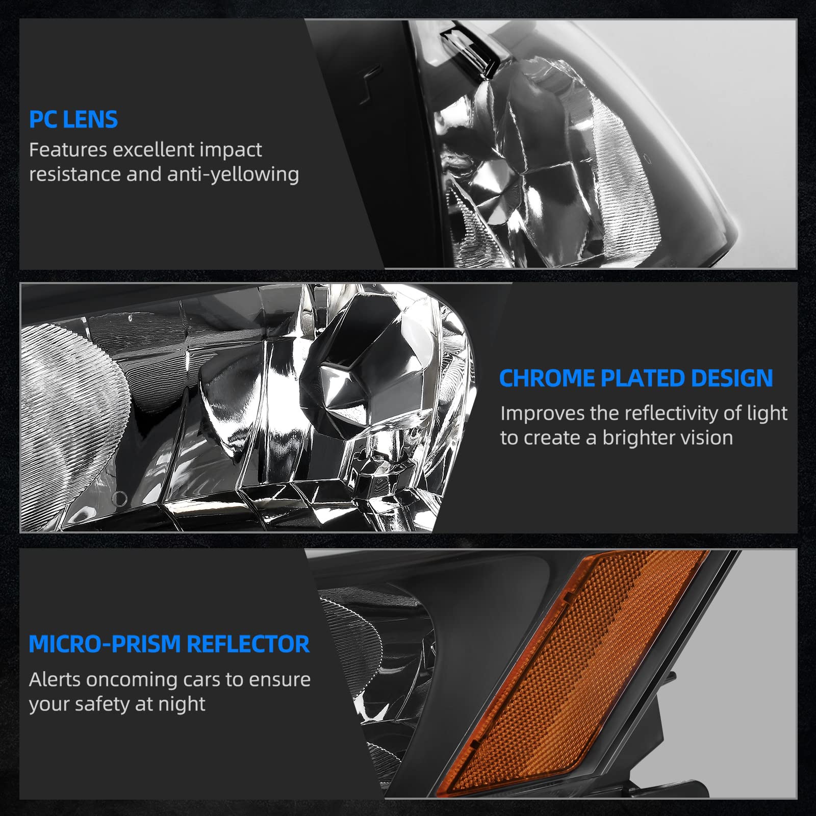 Autosaver88 Headlight Assembly Compatible With 2003 2004 2005 2006 2007 Accord Headlight Assembly Oe Headlamp Replacement Black Housing Clear Reflector