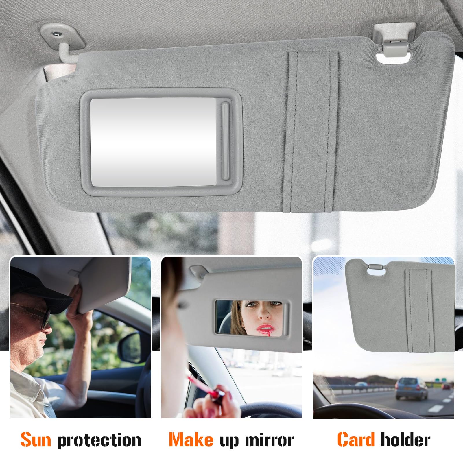 Sun Visor With Light For Toyota Camry 2007-2011 With Sunroof, Left Driver Side Gray Sunvisor Replace 74320-06800-B0