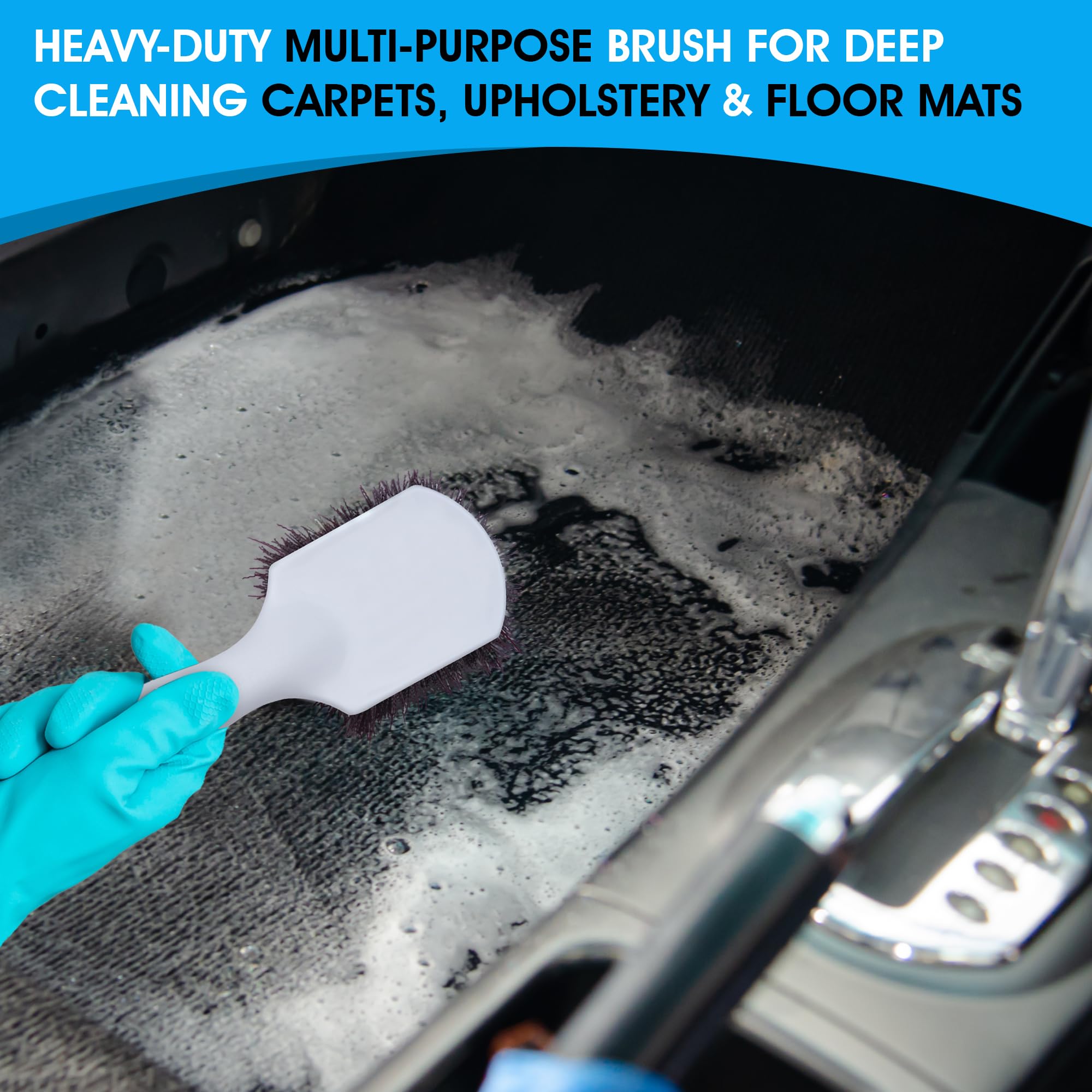 Nanoskin Heavy-Duty Multi-Purpose Brush For Deep Cleaning Carpets, Upholstery & Floor Mats - Durable Polypropylene Bristles, Erg