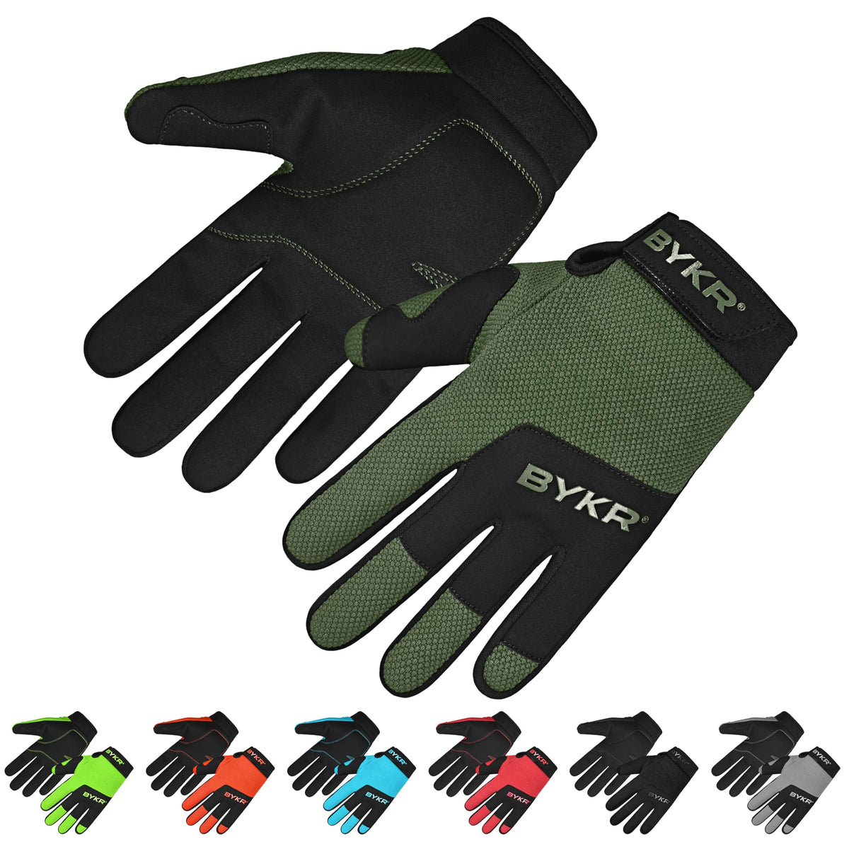 Bykr All-Weather Motorcycle Gloves For Men & Women - Protection For Dirt Bike, Bmx, Mx, And Atv Riding - Mil Green M