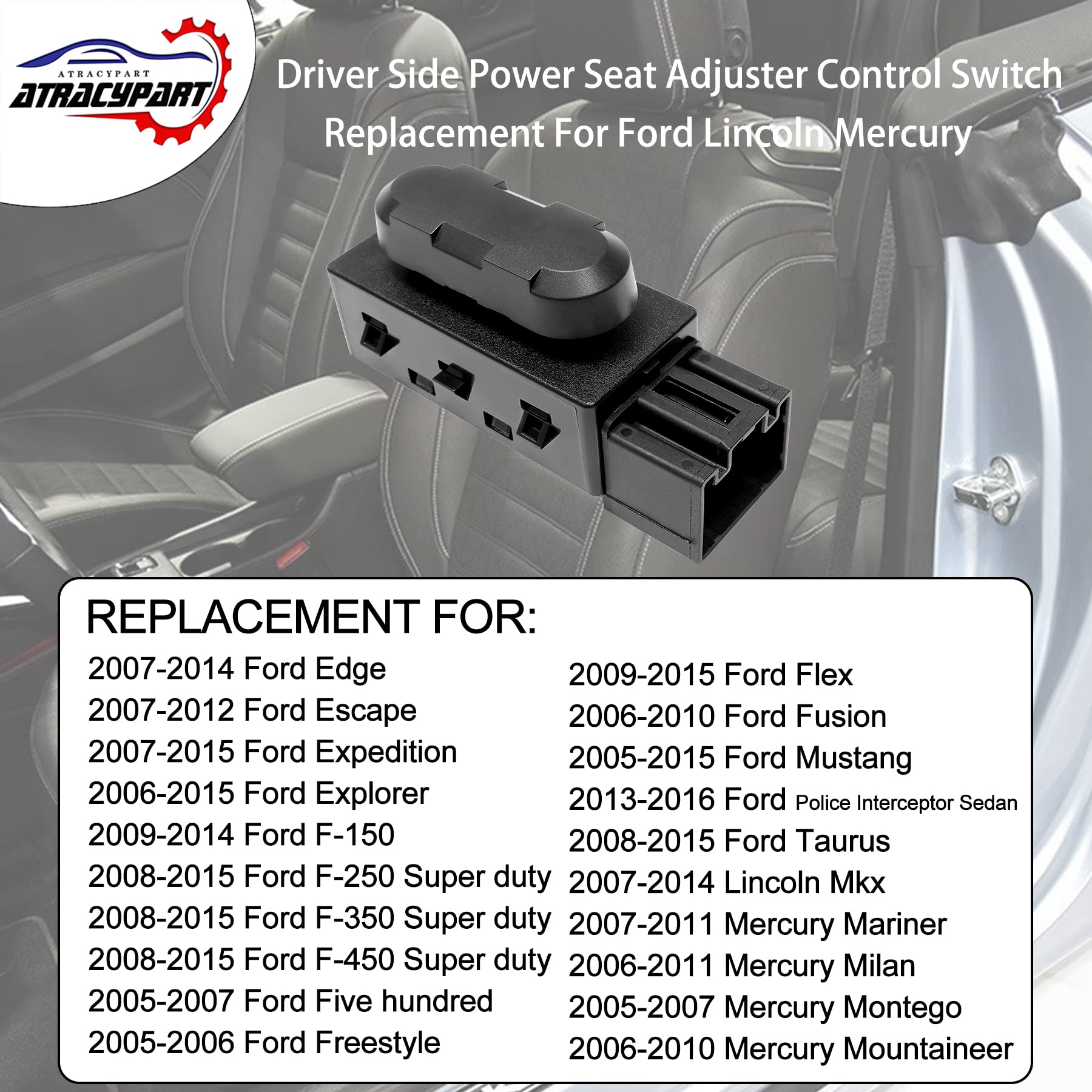 Power Seat Switch Front Driver Side Replacement For F-150 F-250 F-350 Explorer Lincoln Mkx & More Replace# 9L3Z-14A701-A, Psw5,