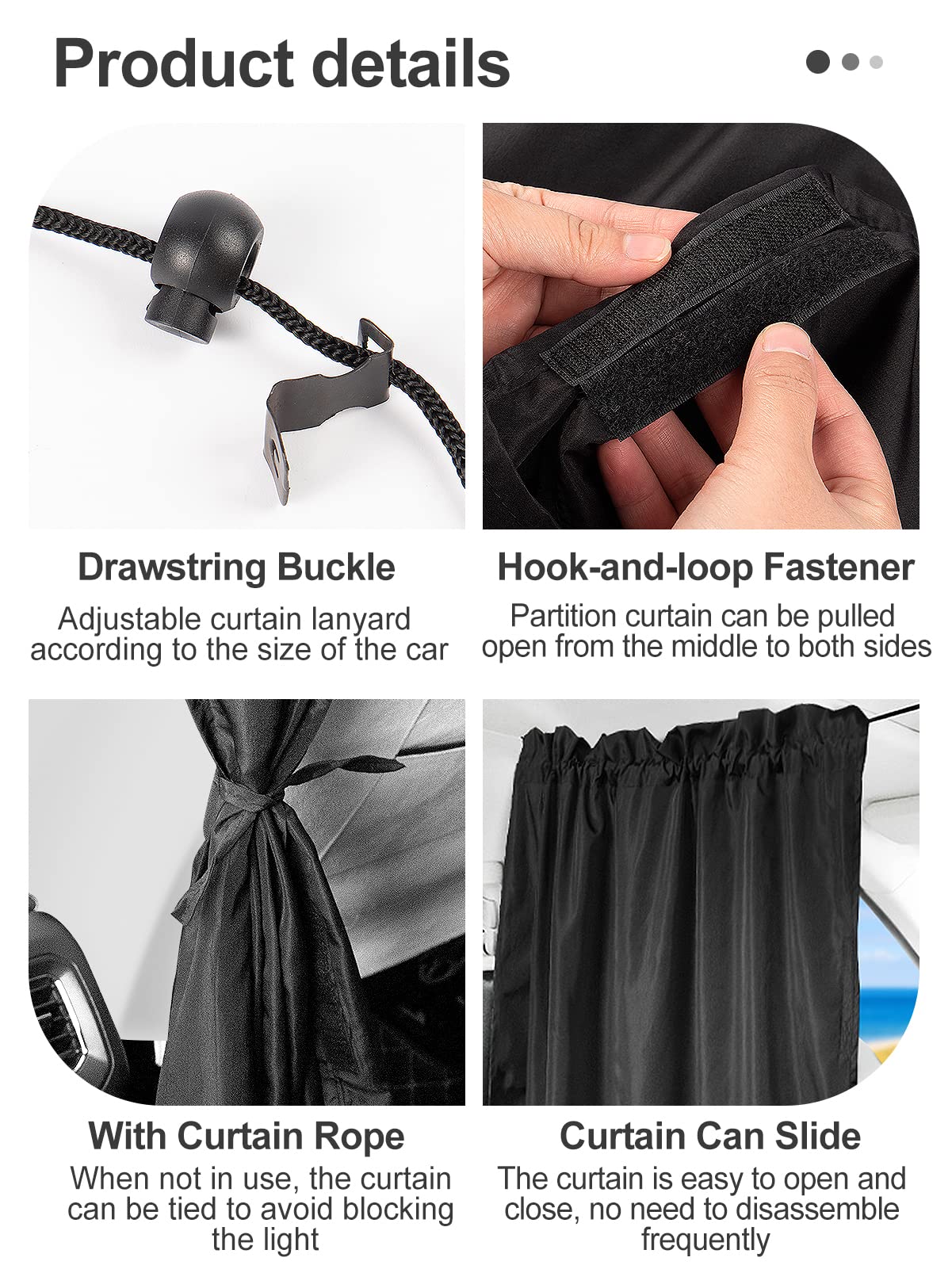 Car Divider Curtain - Wide Car Privacy Blackout Shades With Storage Bag For Baby Nap, Removable Sedan Suv Van Sunshade Covers Screen For Car Camping Sleeping Accessories