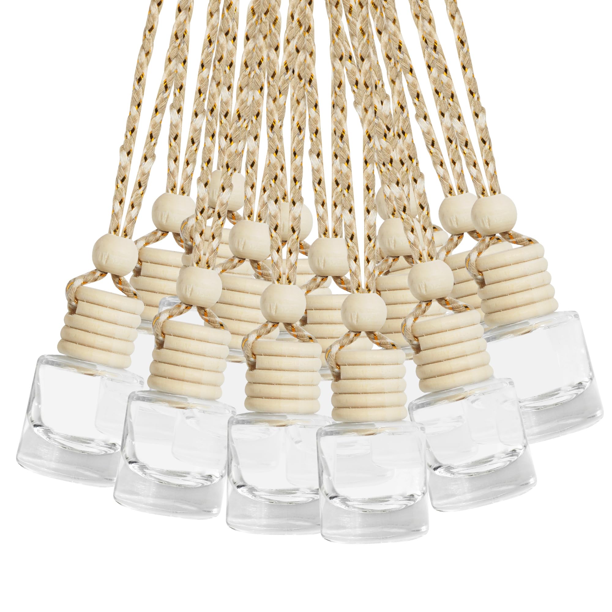 Esewalas 20 Pcs Car Air Fresheners, Hanging Diffuser Empty Glass Perfume Bottles, Aromatherapy Fragrance Perfume Pendant Glass V