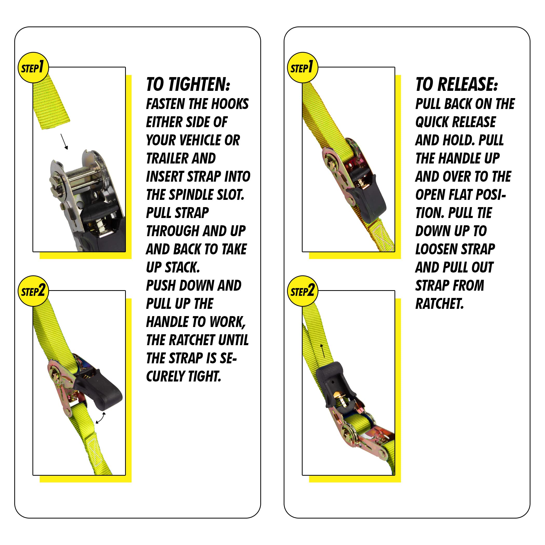 Cartman Ratchet Tie Down, 4Pk 15Ft, 500Lbs Load Cap/ 1500Lbs Break Strength, Cargo Straps For Moving Appliances, Lawn Equipment,