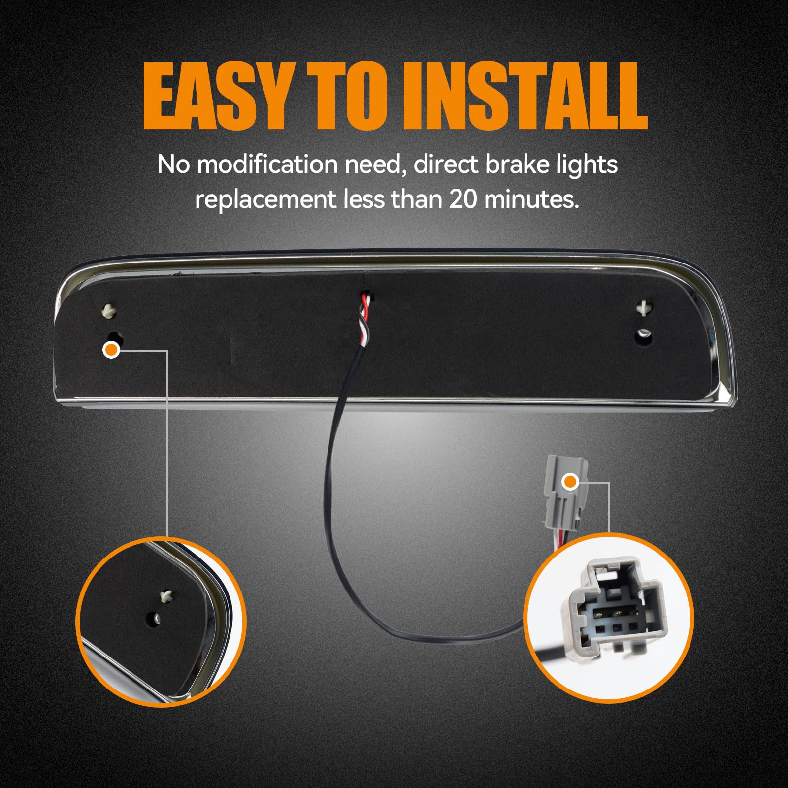 Third 3Rd Brake Light Led For 2014-2018 Chevy Silverado/Gmc Sierra 1500 2500Hd 3500Hd, High Mount Rear Brake Lights Assembly, Wa