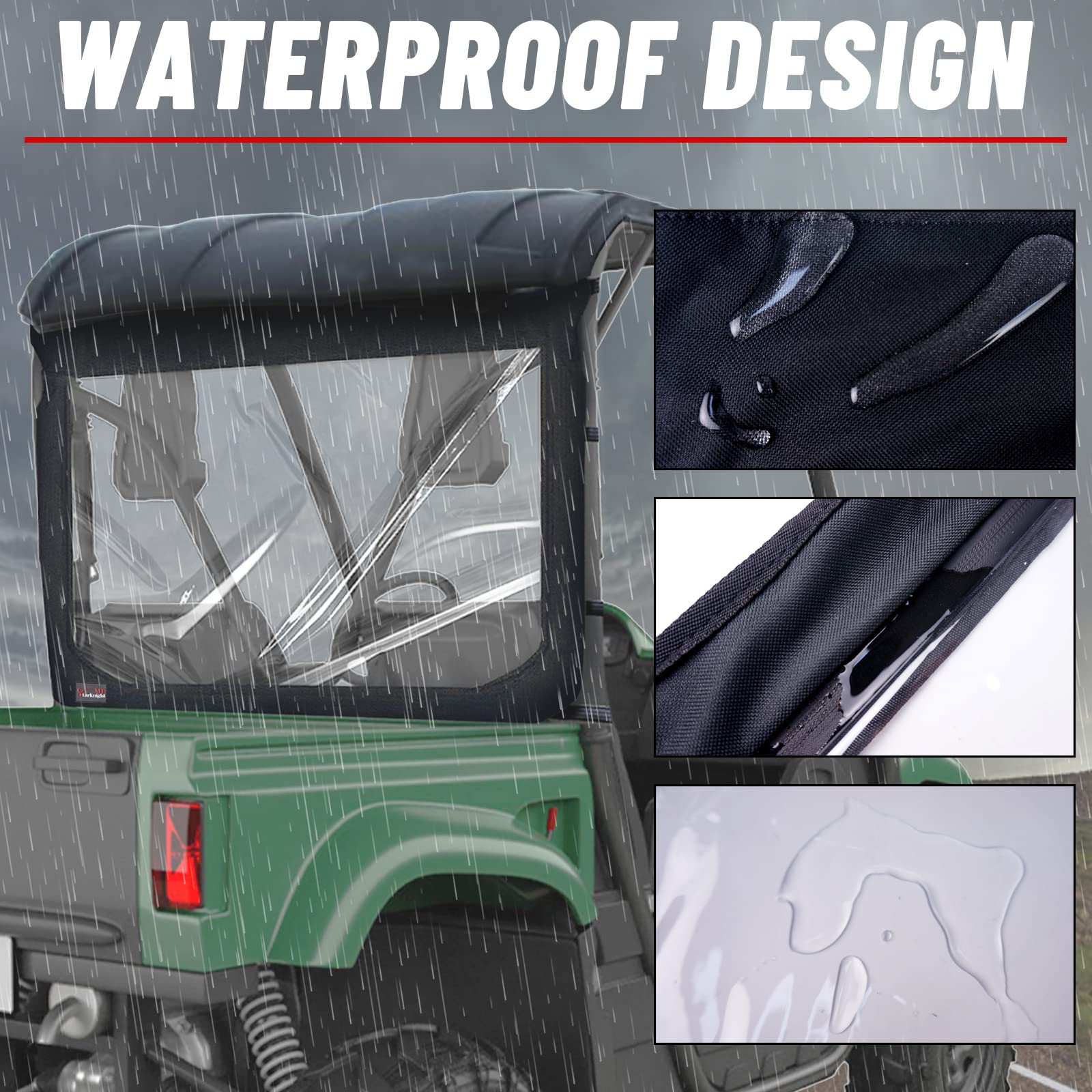 Rhino UTV Rear Windshield - StarknightMT Soft Back Window With Zipper Compatible With Rhino 450 660 700 Massimo MSU500 Hisun 500