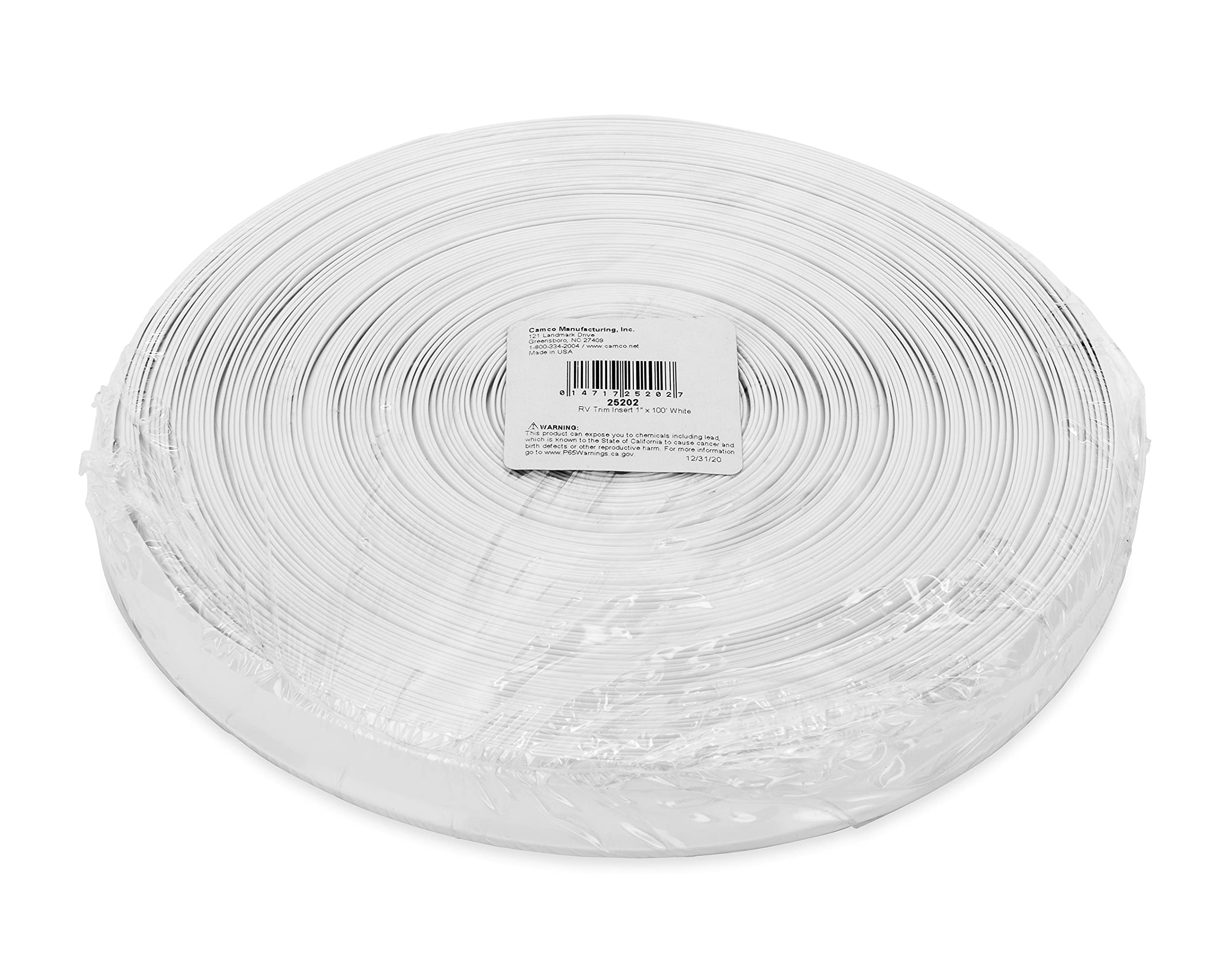 Camco Vinyl Trim Insert With Uv Inhibitors For Extended Life - Replace Cracked And Stained Rv Trim Inserts (1'' X 100', White) (