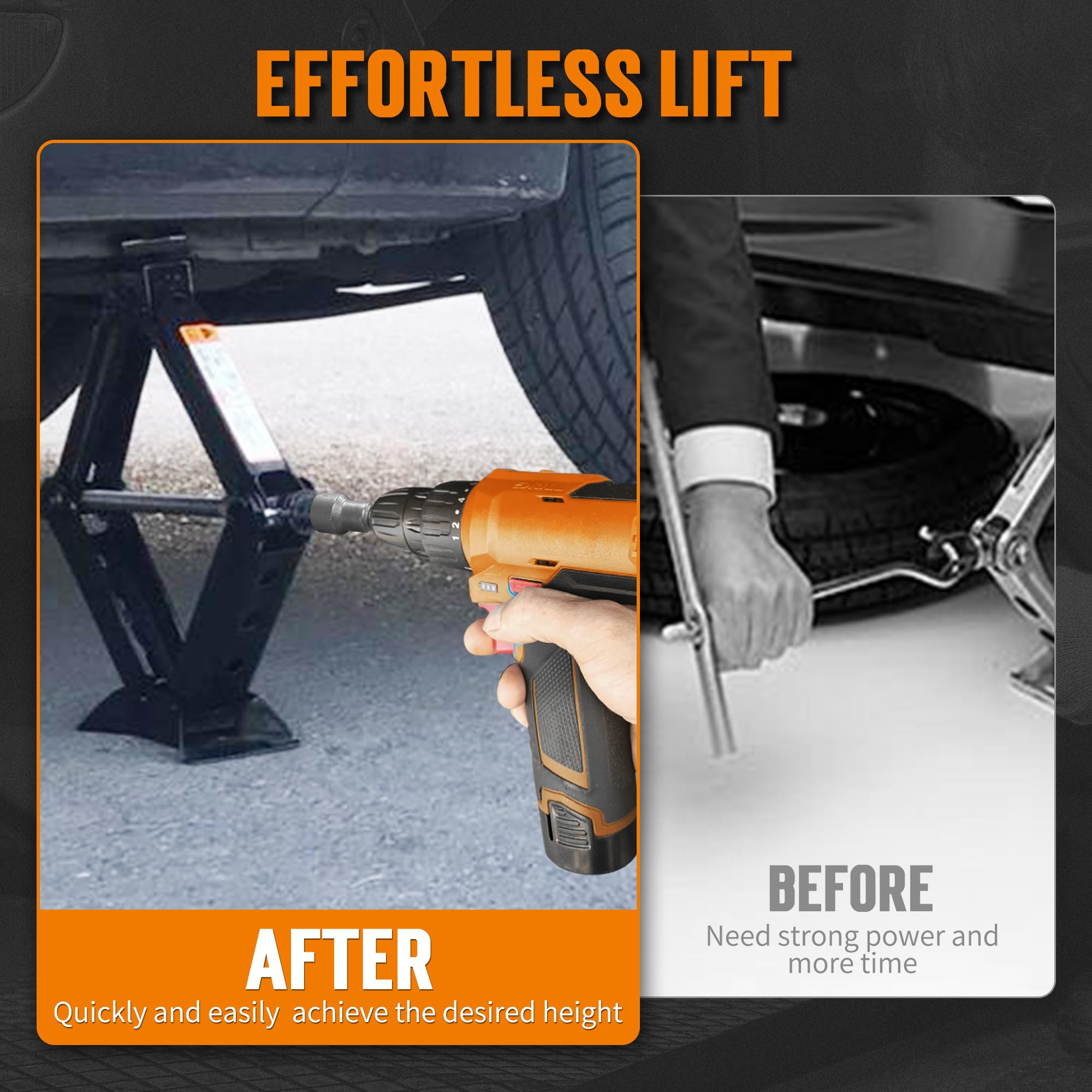 TONDA RV Scissor Jack Socket, Camper Travel Trailer Drill Adapter, Works with 3/4 inch or 19mm Hex Drive Jacks, 1/4 Inch Hex Sha