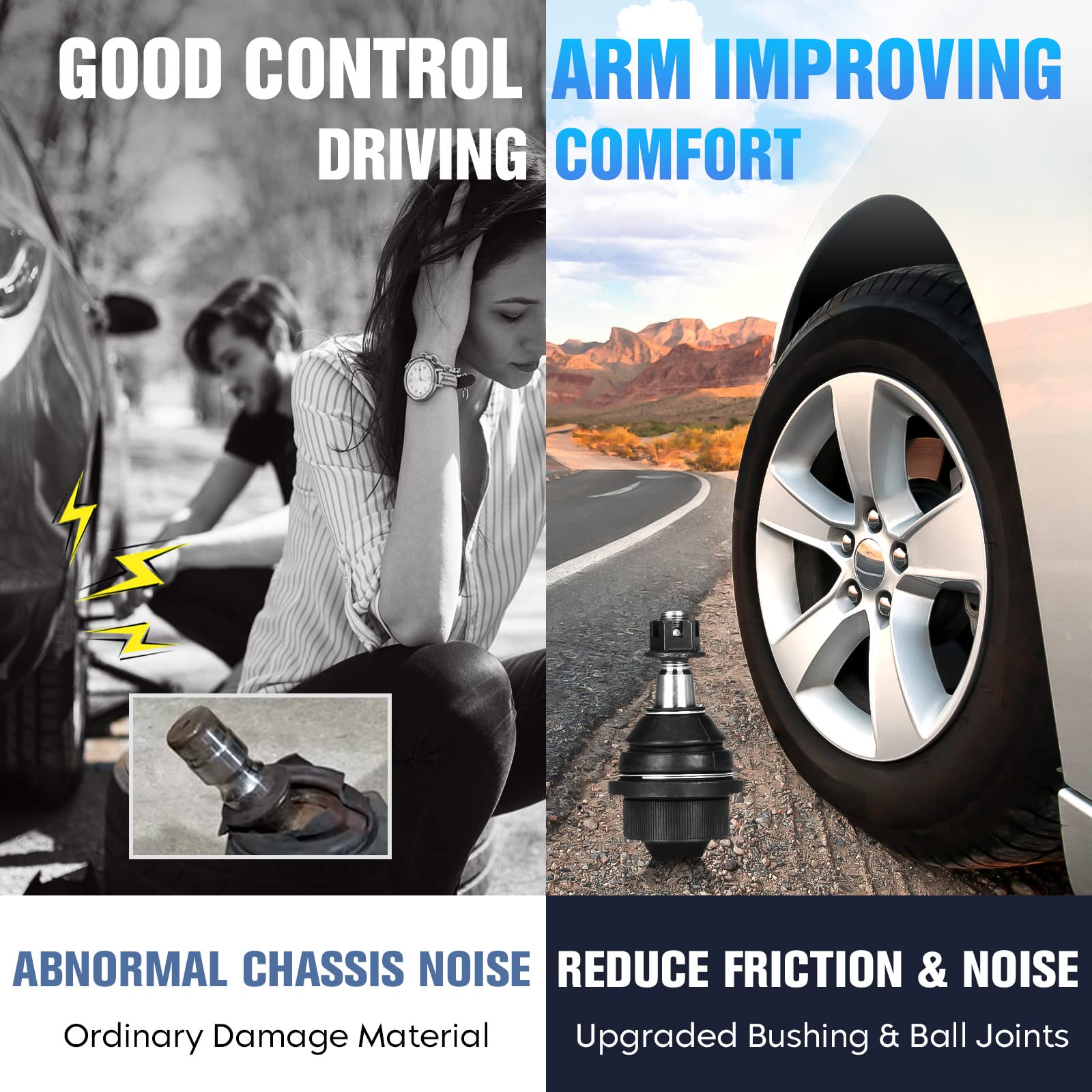 Front Lower Control Arm Suspension Kit Fit for Honda Civic 2001 2002 2003 2004 2005 (Not for SI Models), with Ball Joints Sway B