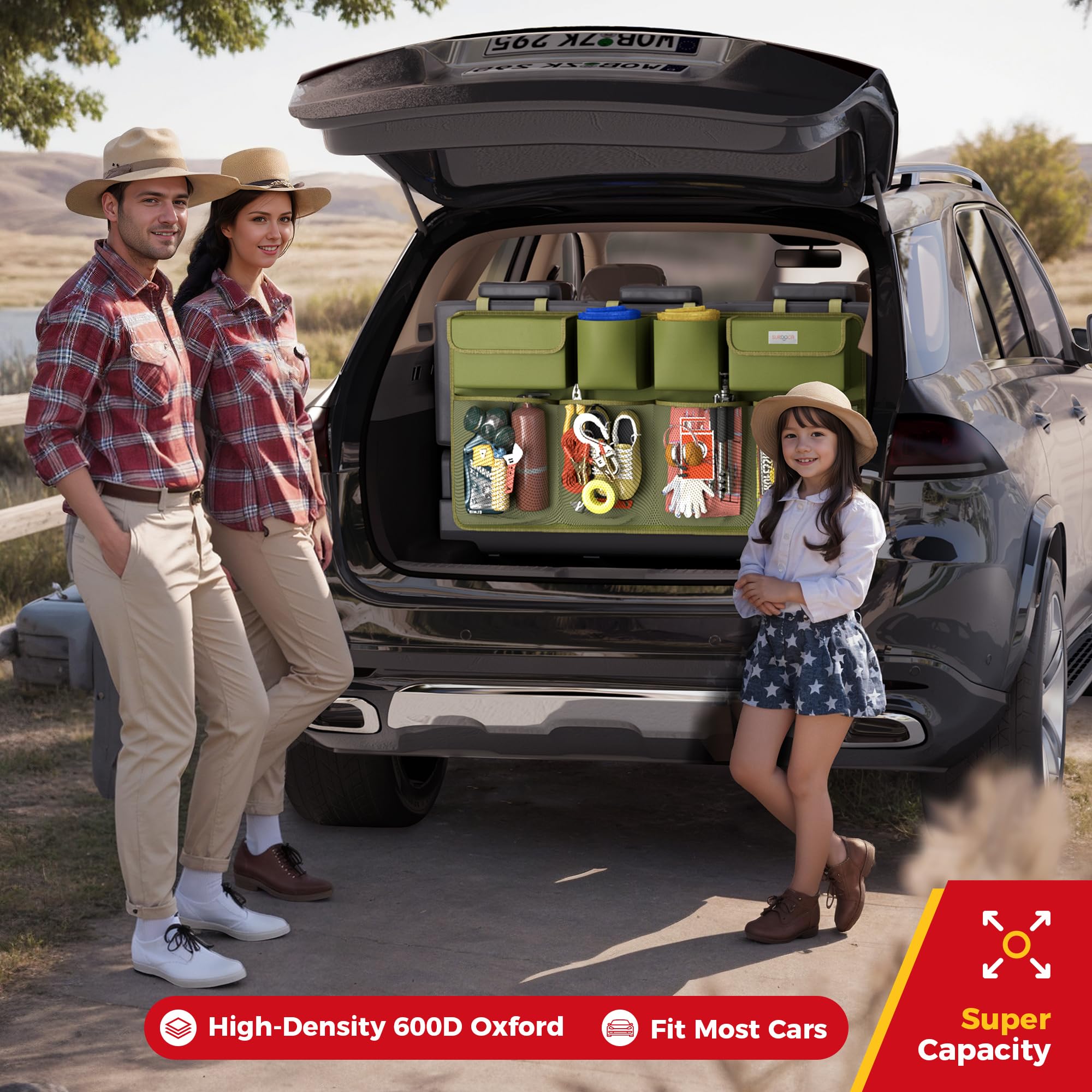 Surdoca Hanging Trunk Organizer For Suv, [Upgraded 7 Times] Car Organizers And Storage, Car Accessories Interior, Space Saving E