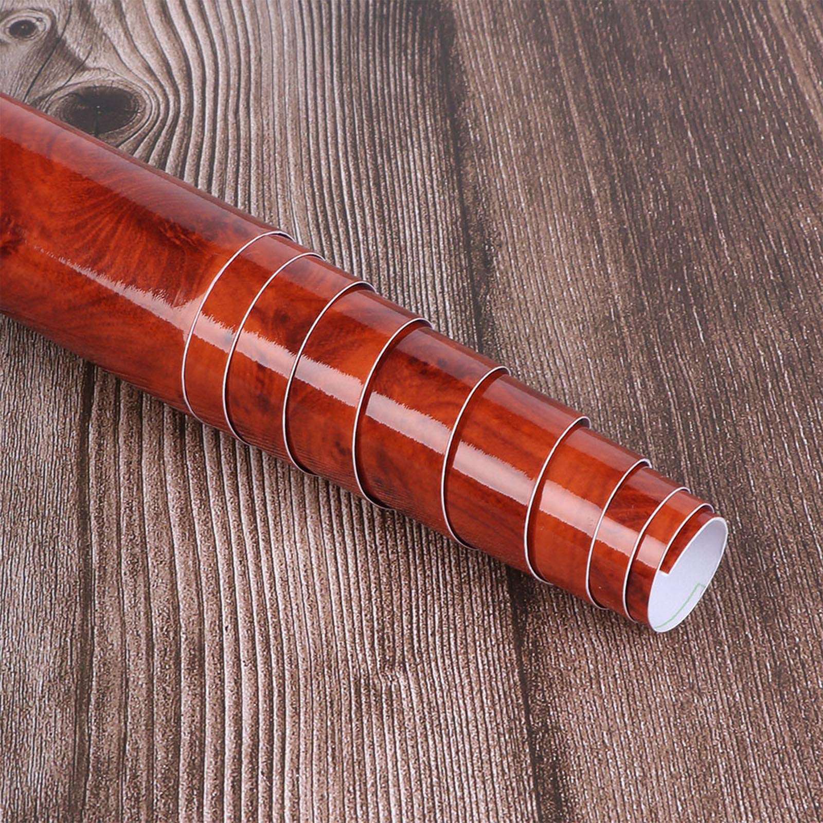 Greceyou High Glossy Wood Grain Vinyl Wrap Sticker Decal Car Internal Wraps Self Adhesive Diy Film, Waterproof Wrap Roll Without Bubble, 100X 40Cm/39.4X15.7In (Yellowish-Brown)