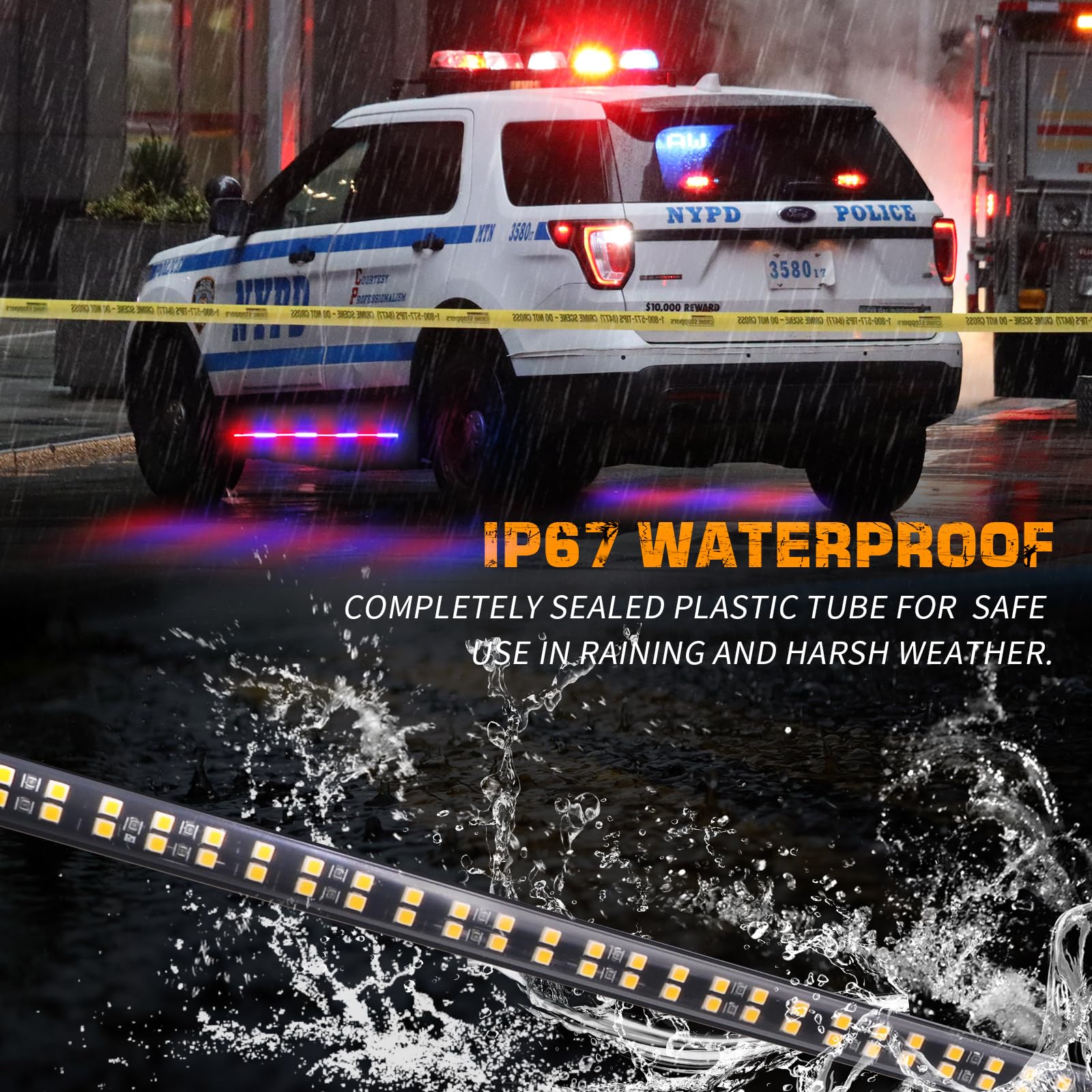 Xridonsen 2Pcs 70 Inch Emergency Truck Police Lights Strip 864 Led Running Board Strobe Lights Red Blue Police Lights Flashing W