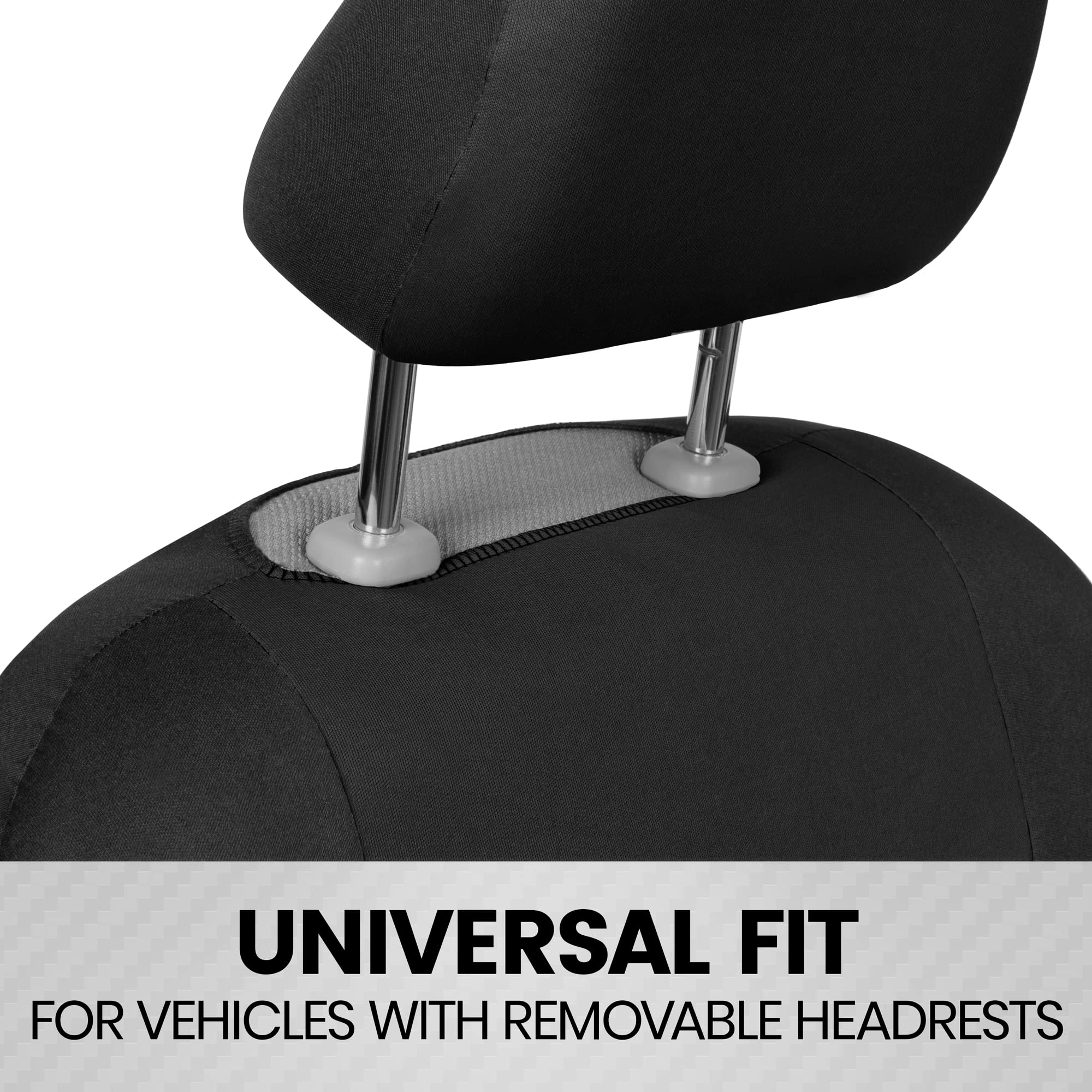 Bdk Polypro Car Seat Covers Full Set In Solid Black, Front And Rear Split Bench Seat Covers For Cars, Easy To Install Car Seat Cover Set, Car Accessories For Auto Trucks Van Suv - Solid Black