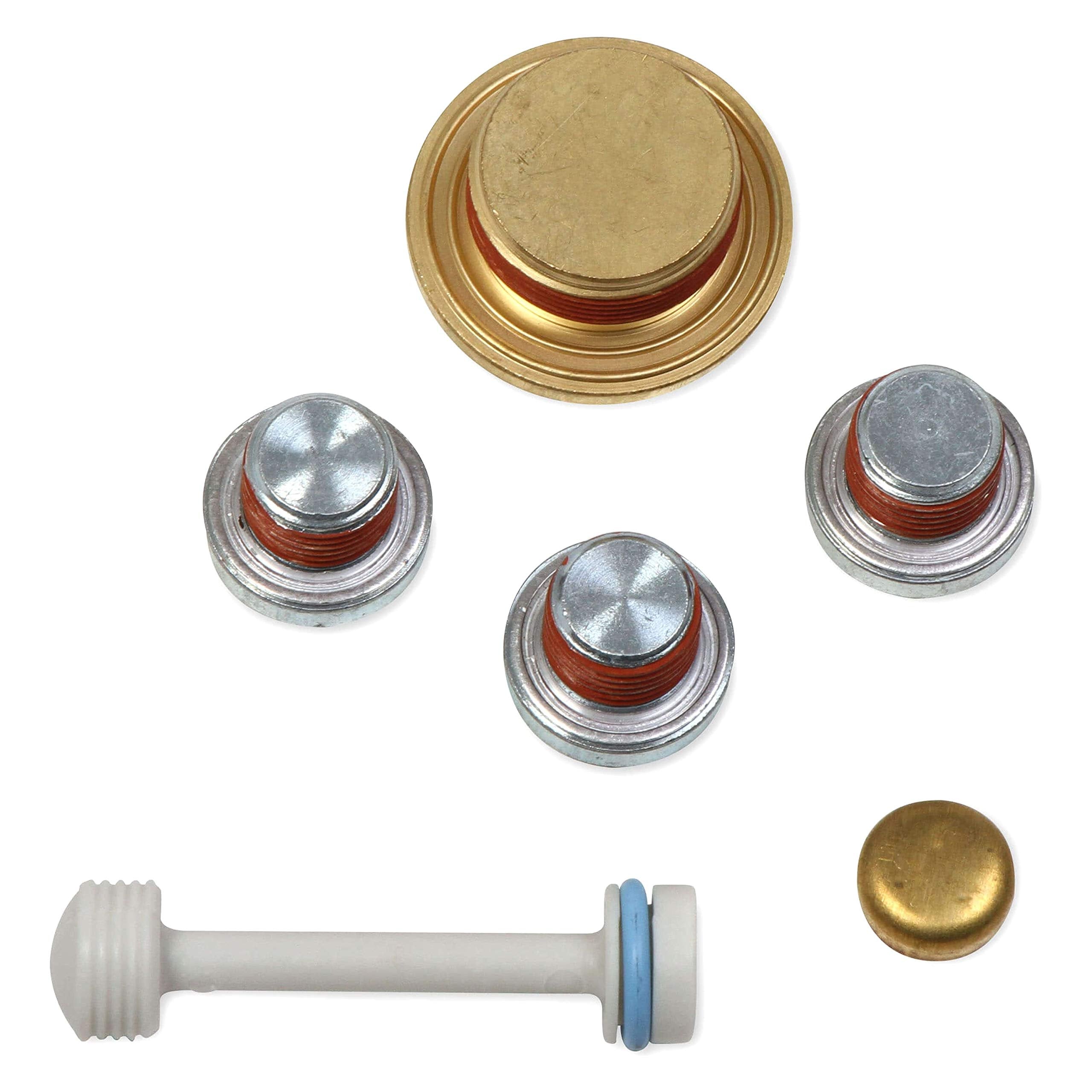 Mr Gasket 61210G Engine Block Hardware Kit 3 Steel Coolant/Oil Plugs W/Sealant 1 Large Brass Plug Coolant Drain 1 Small Brass Pl