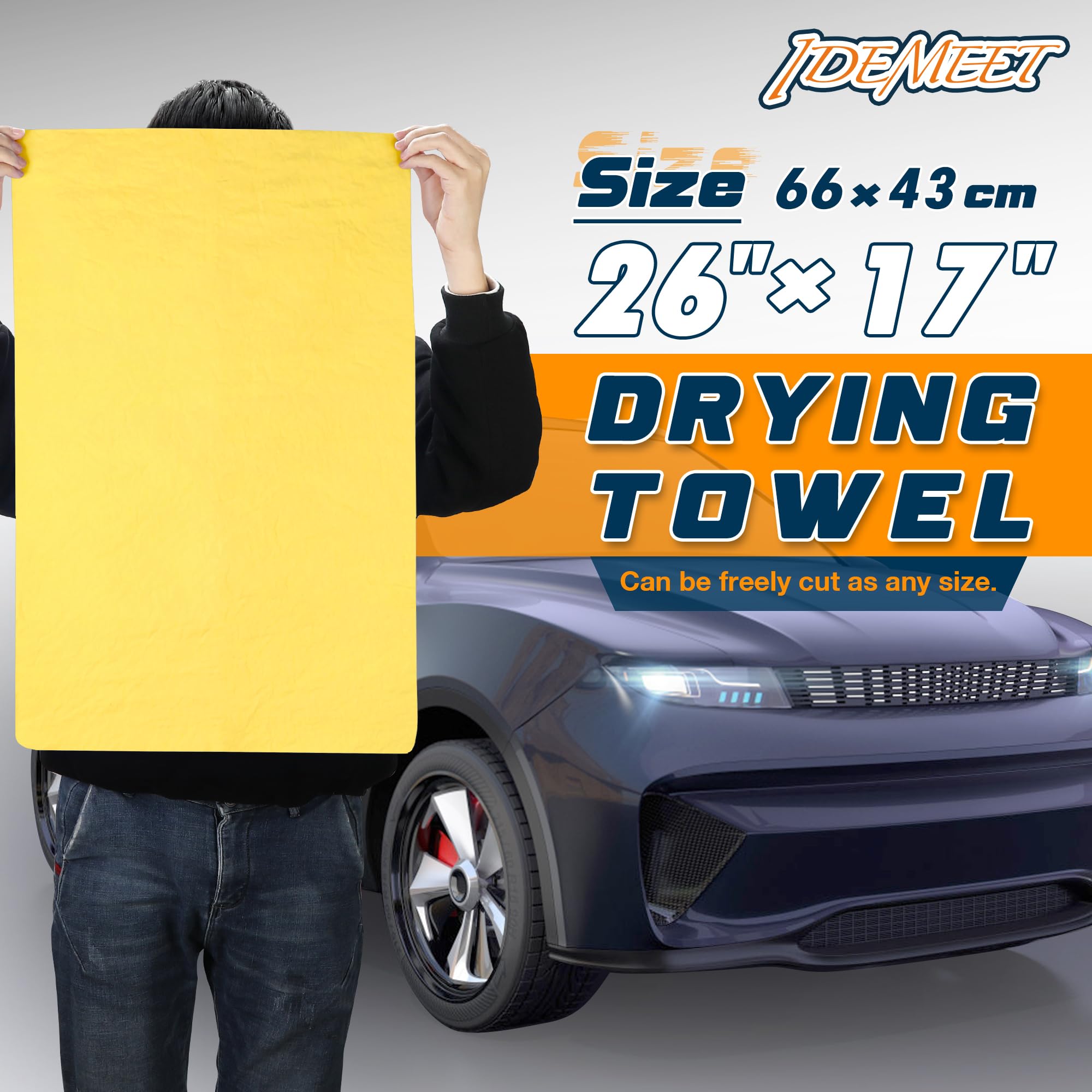 Premium Shammy Towel 2 Pack 26''X17'' Super Absorbent Car Drying Towel, Soft Reusable Chamois Cloth, Dust Remove, No Scratch/Spo