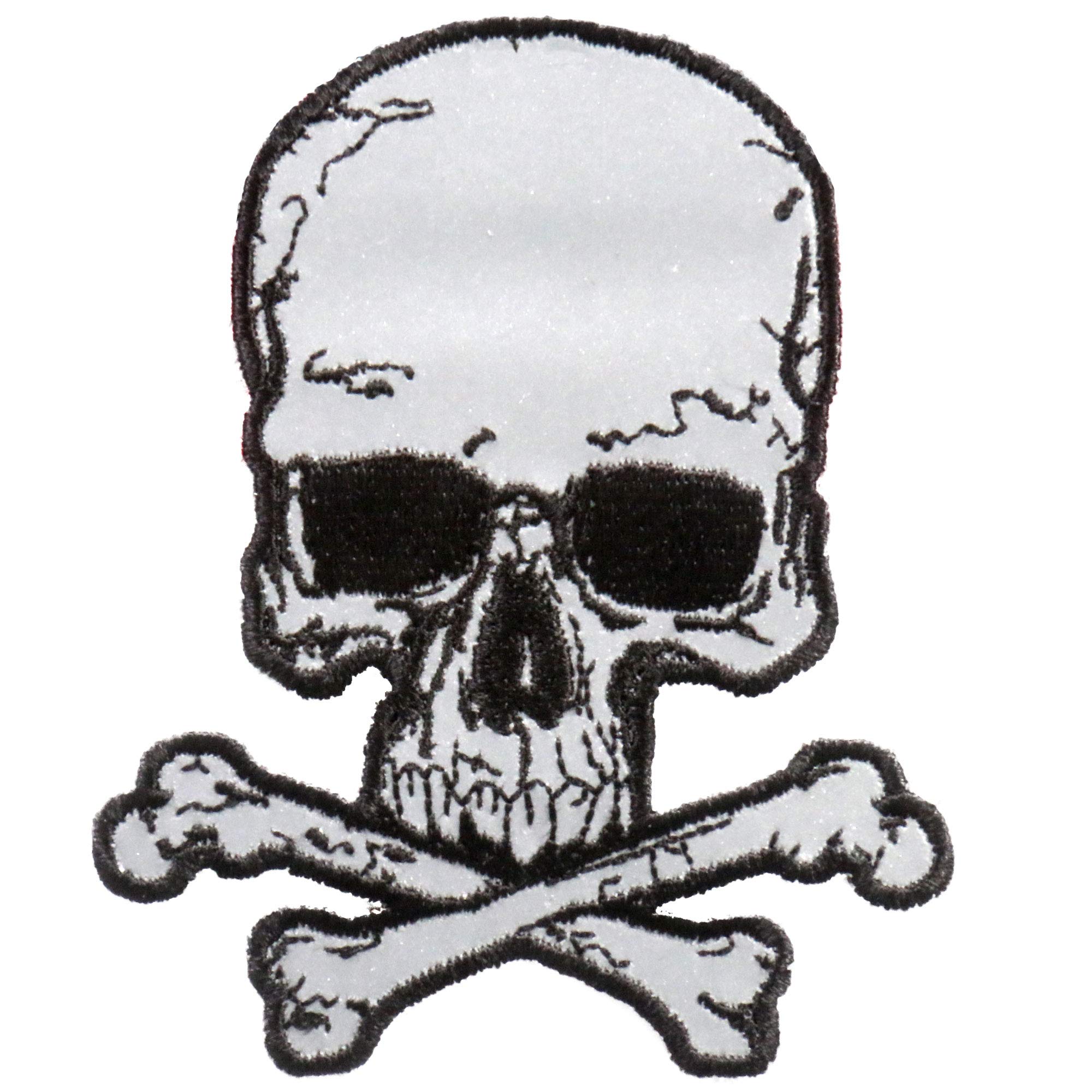 Hot Leathers Reflective Jumbo Skull and Crossbones Patch (Multicolor, 10&quot; Width x 12&quot; Height)