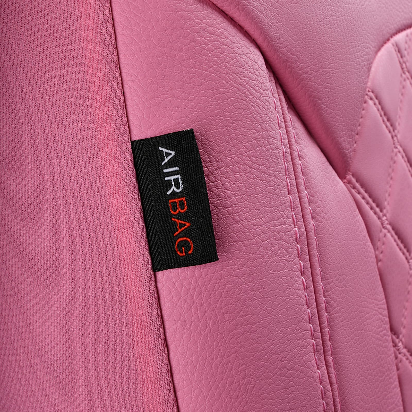 Flying Banner car seat Covers Set Faux Leather Quilted Fashion Easy Bench Split Protectors Sport Fashion (Solid Pink, Full Set -