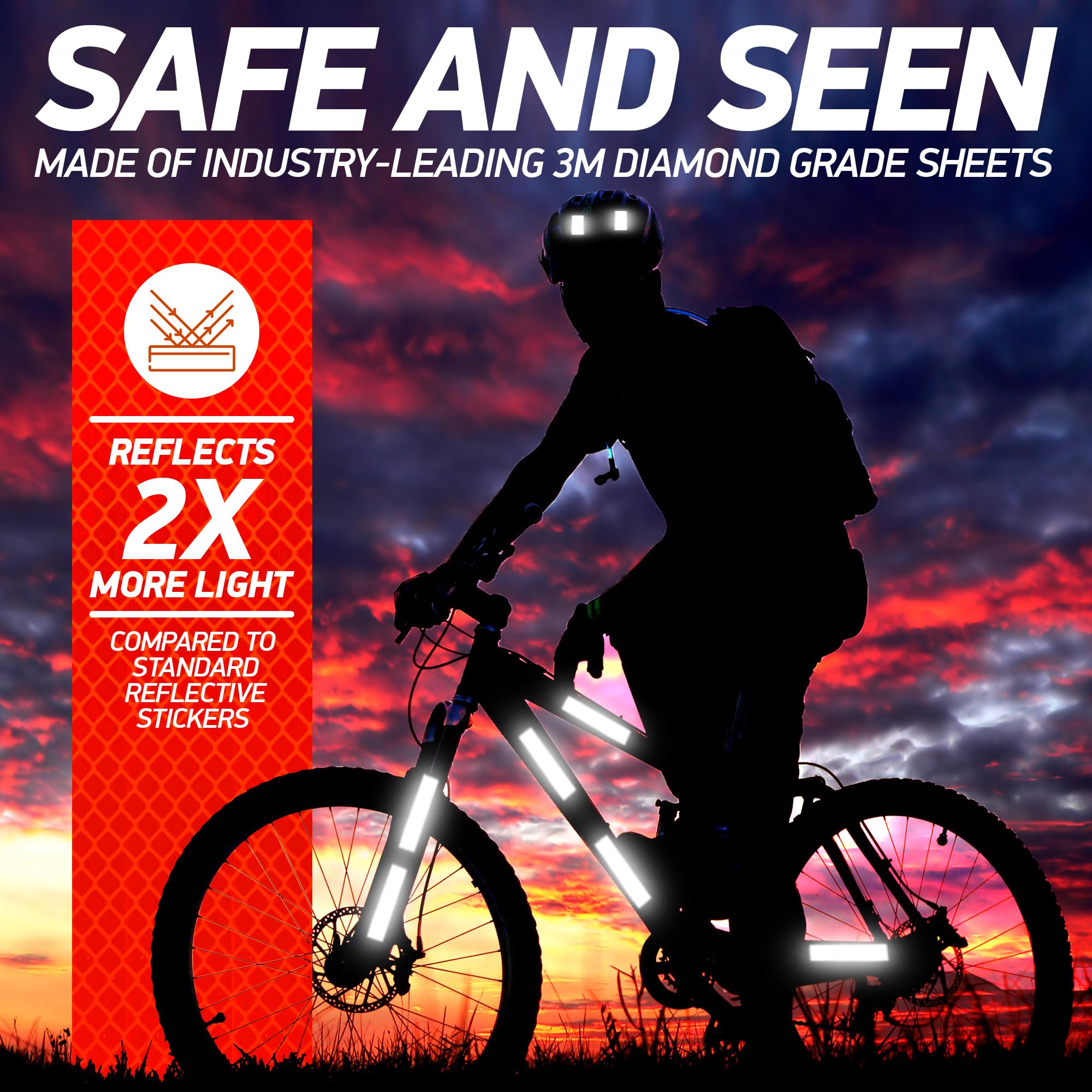 Byllstore High-Visibility Reflective Stickers | 3M Diamond Grade | Red | 1.25 X 6'' | 5-Pack | Multipurpose Use For Helmets