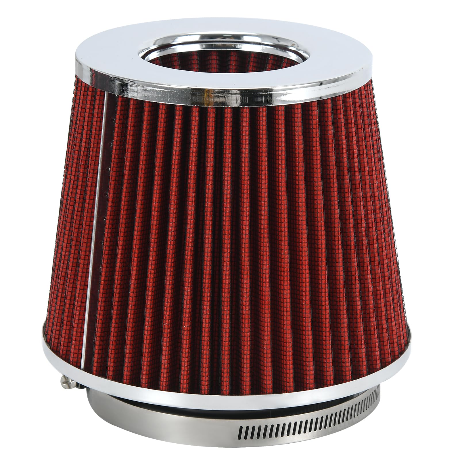 Ptnhz Universal Red 4'' 102Mm High Flow Cold Air Intake Cone Air Filter Power Intake Air Inlet System Air Cleaner