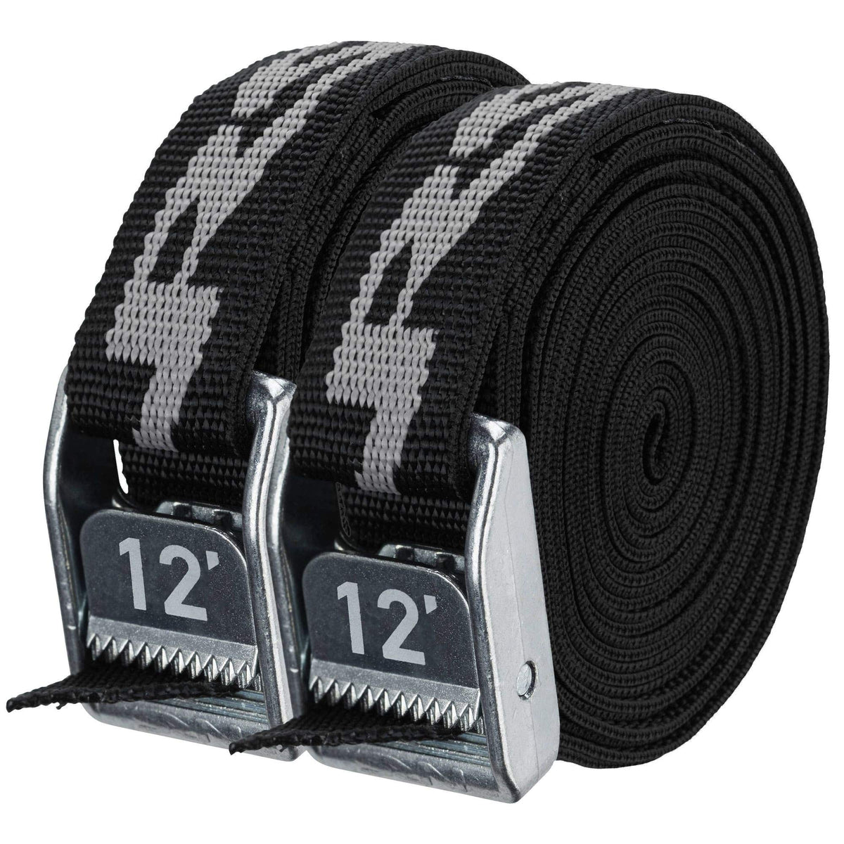 NRS 1&quot; HD Tie-Down Straps 12' Pair Stealth Black