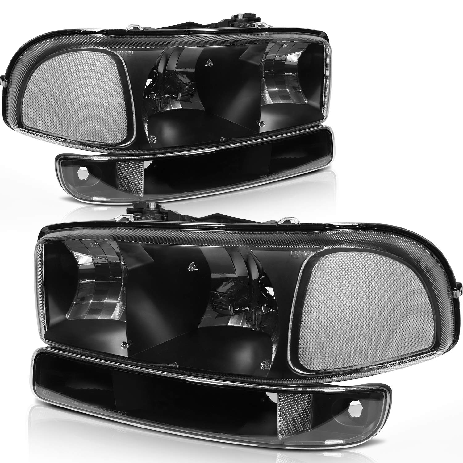 OCPTY Headlight Assembly Pair Fit for GMC Sierra 1500 1999-2006 for GMC Sierra 1500 Classic 2007 for GMC Sierra 1500 HD 2001-200