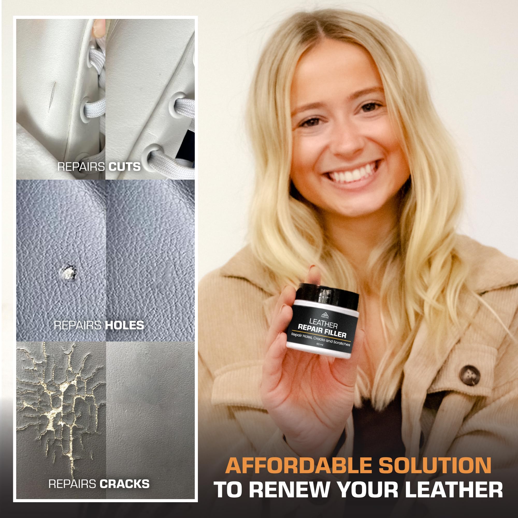 Paintable Leather Filler - Leather Repair For Tears And Holes - Leather Scratch Repair - Easy Step-By-Step Guide- Leather Repair