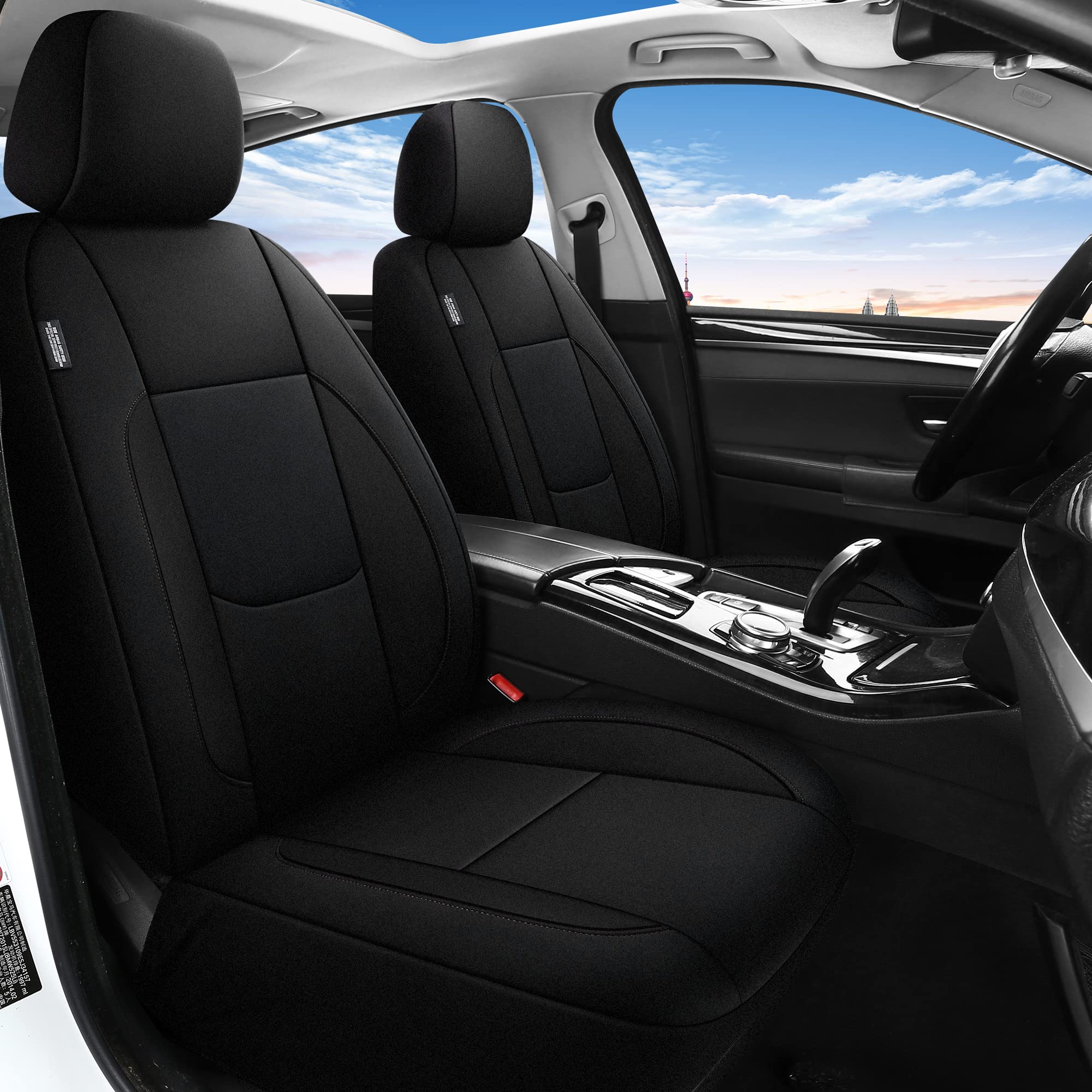 Pariitadin Waterproof Car Seat Covers Full Set, Neoprene Seat Covers for Cars, Universal Fit Interior Covers for Most Cars Sedan