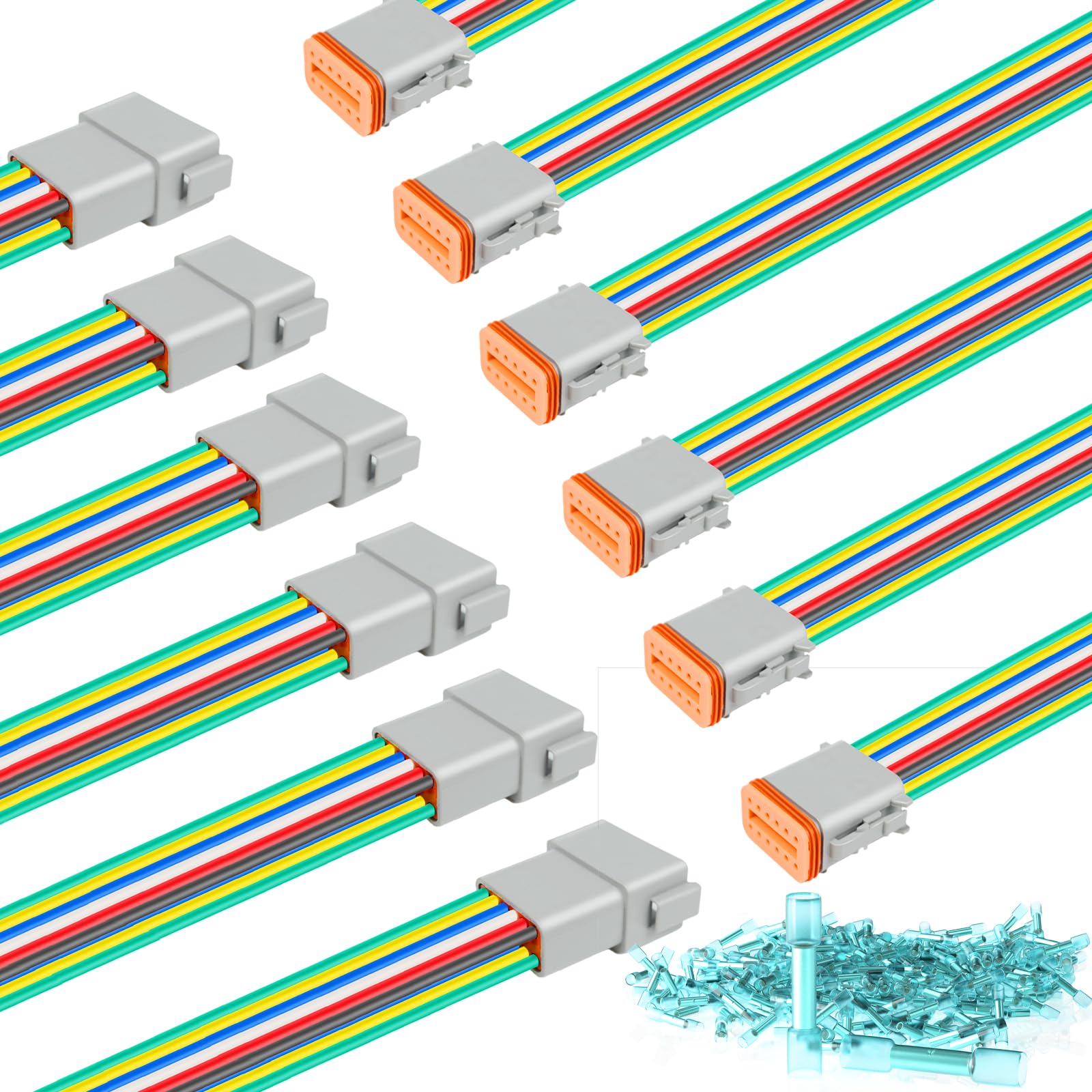 6 Kit Deutsch DT 12 pin Grey Male Female Wiring Harness Deutsch Pigtail 12 Wire Way Waterproof Automotive Electrical Connector 1