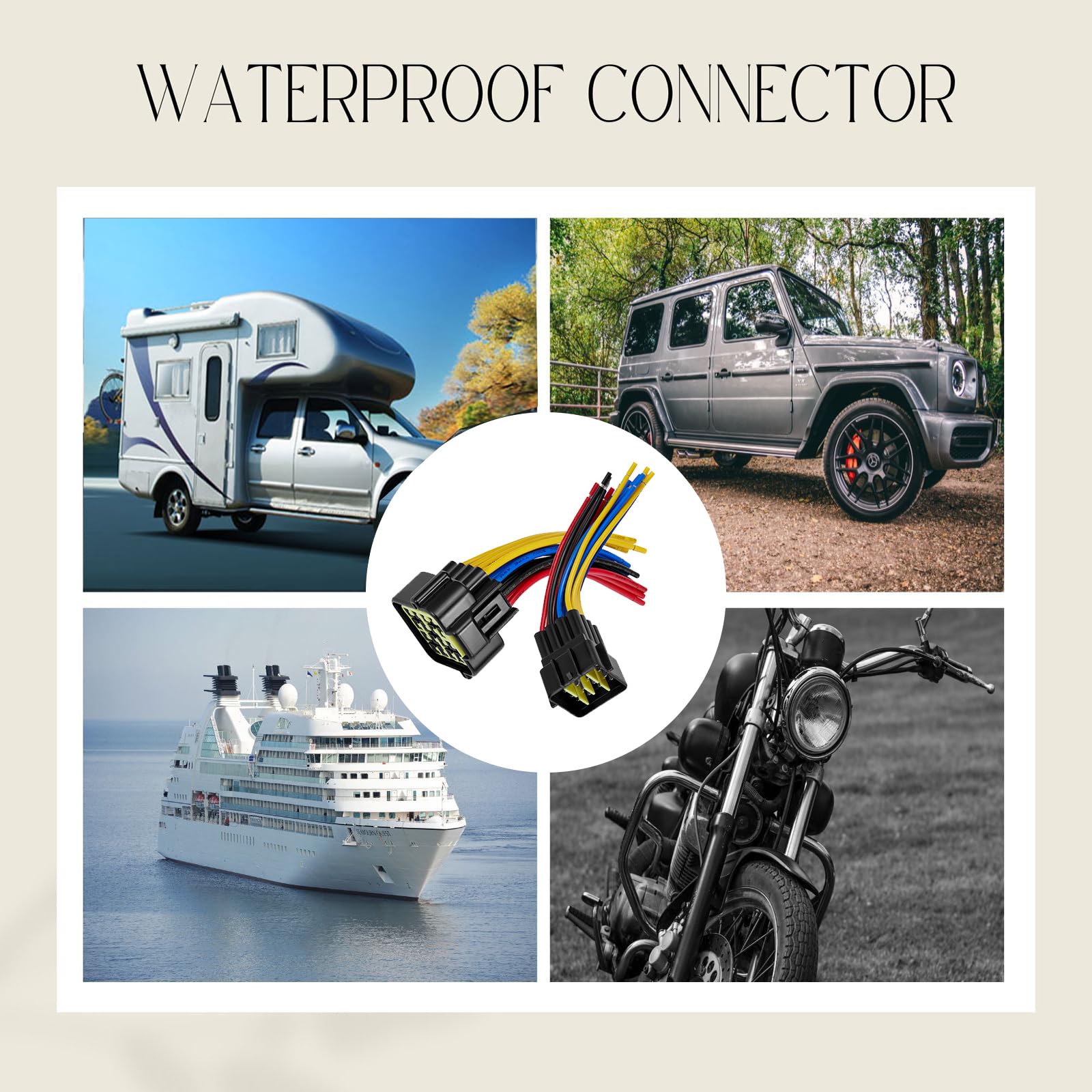 Zhofonet 16 Pin Waterproof Connector,Waterproof Electrical Car Auto Wire Connector,16Awg Male Female Quick Disconnect Wire Conne