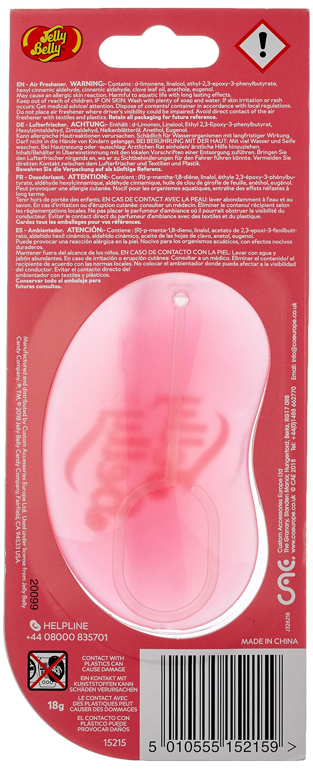 Jelly Belly Tutti Frutti Car Air Freshener - 3D Hanging, Lasts Up to 30 Days, Ideal for Car, Home & Office - 1 Count