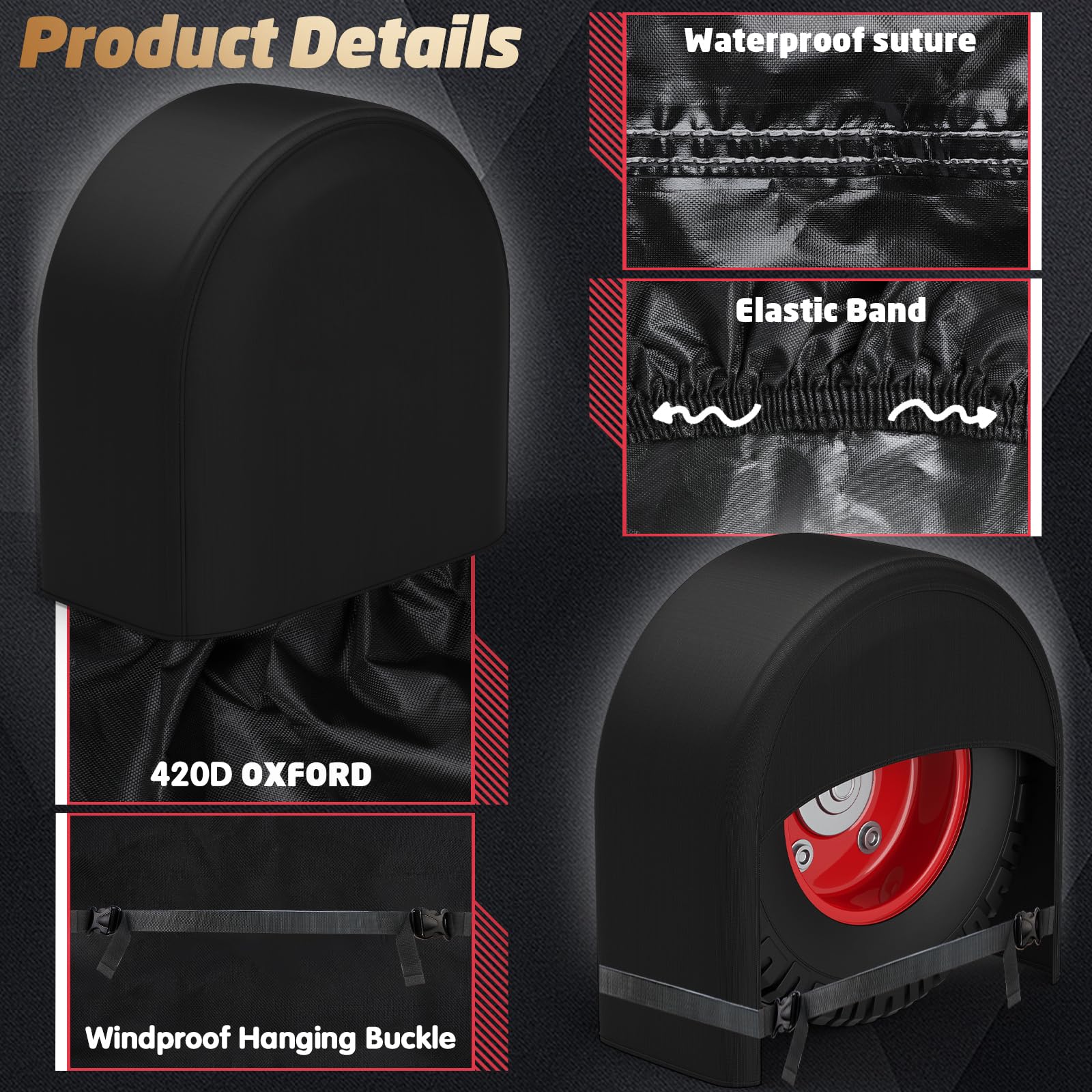 K-Musculo Rv Tire Covers 2-Pack, Waterproof Wheel Covers For Rv Wheel Travel Trailer Camper Truck Suv, Fit 24-26 Inch Tire Diame